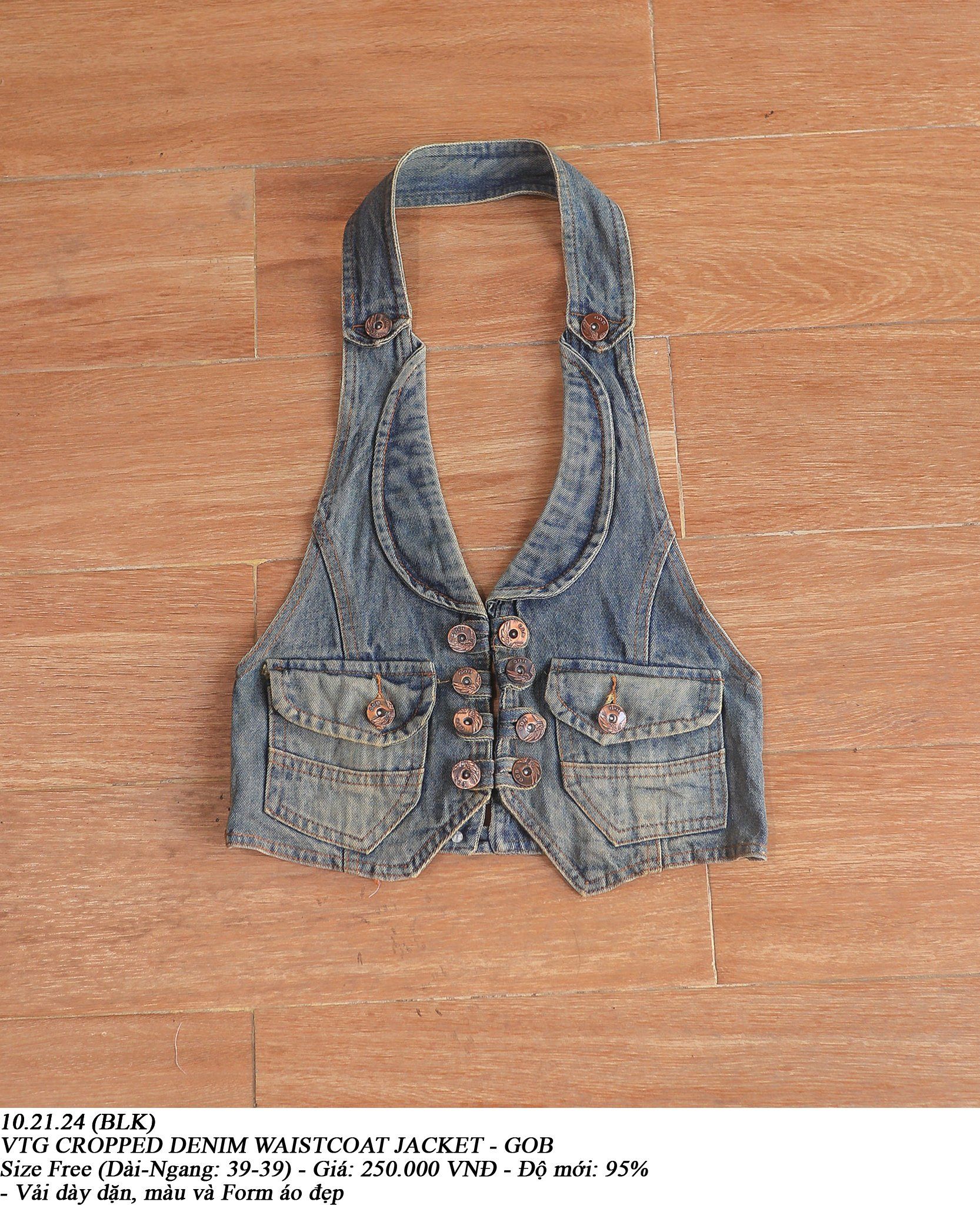 10.21.24 - VTG CROPPED DENIM WAISTCOAT JACKET - GOB