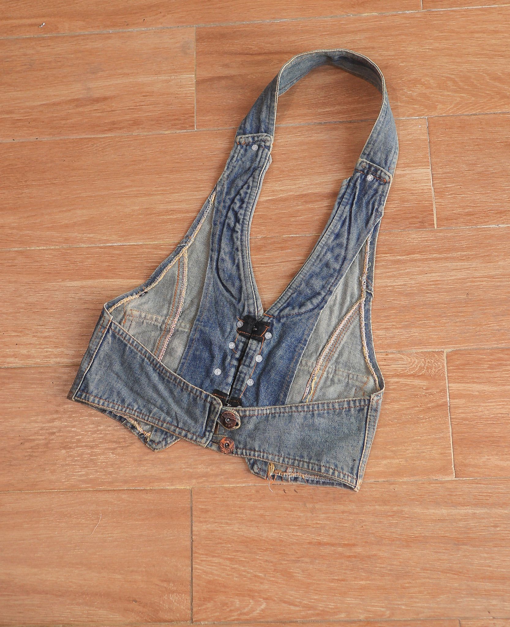 10.21.24 - VTG CROPPED DENIM WAISTCOAT JACKET - GOB
