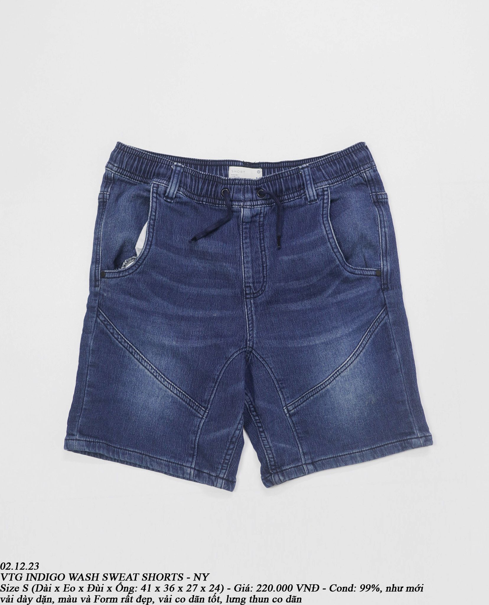 02.12.23 - VTG INDIGO WASH SWEAT SHORTS - NY