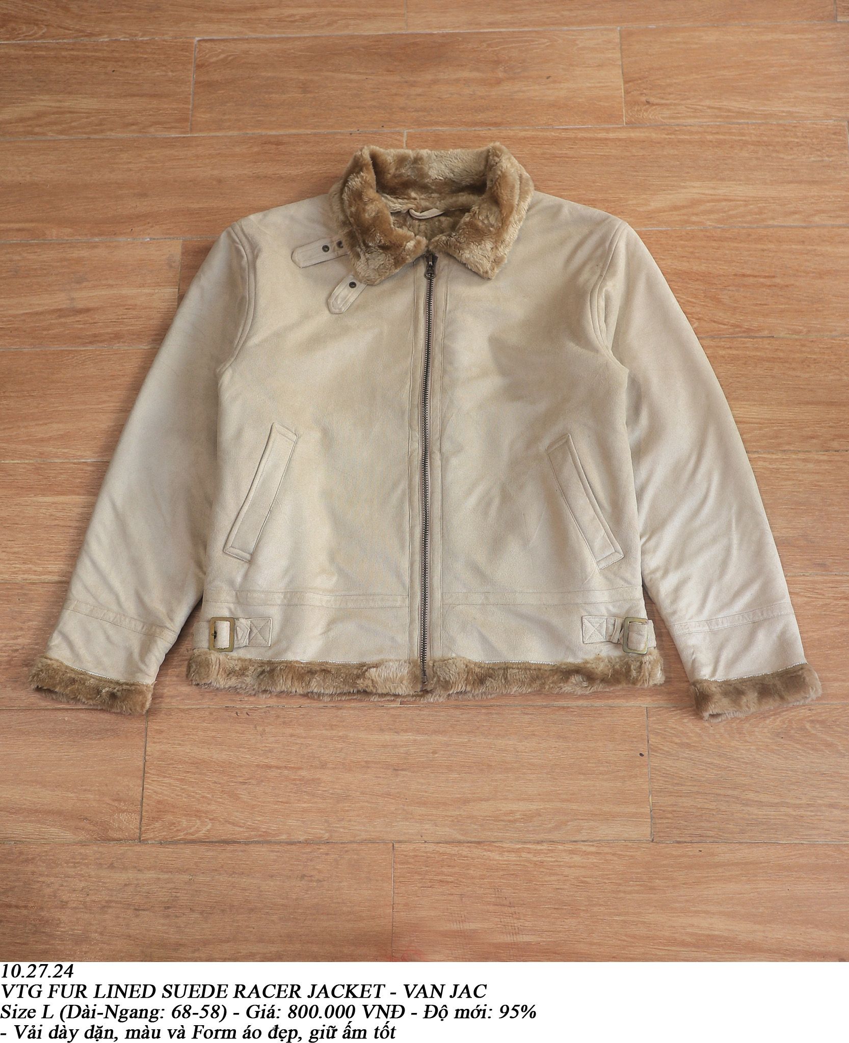 10.27.24 - VTG FUR LINED SUEDE RACER JACKET - VAN JAC