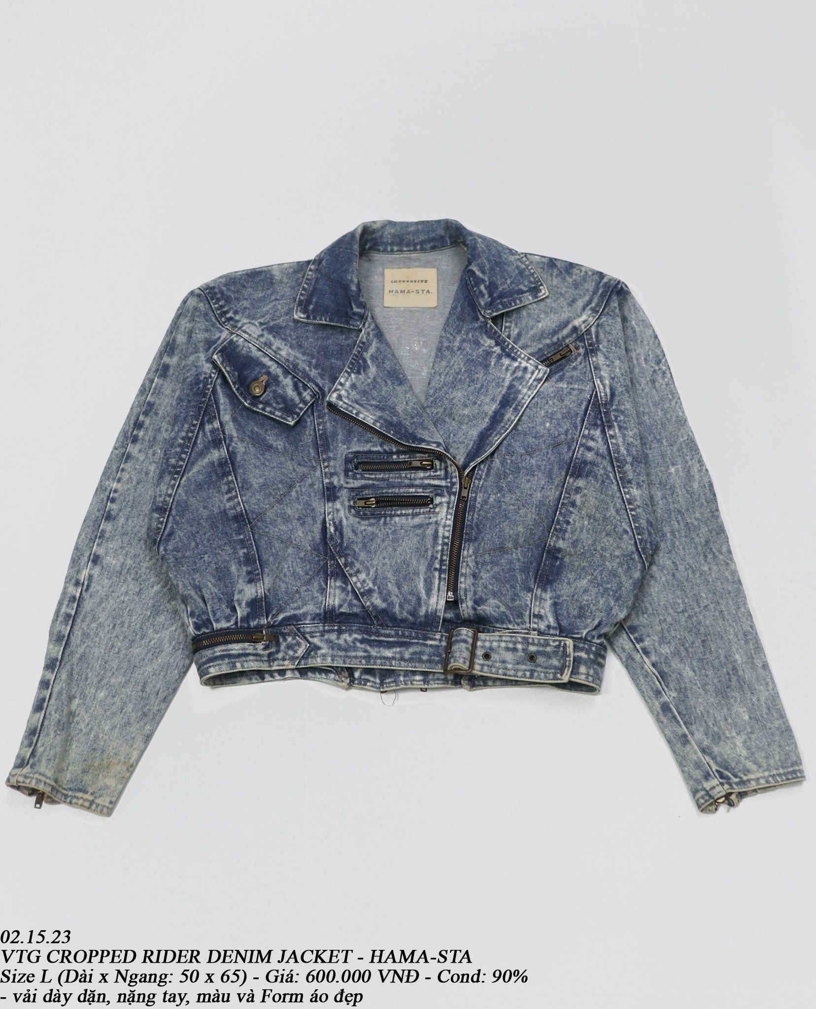 02.15.23 - VTG CROPPED RIDER DENIM JACKET - HAMA-STA