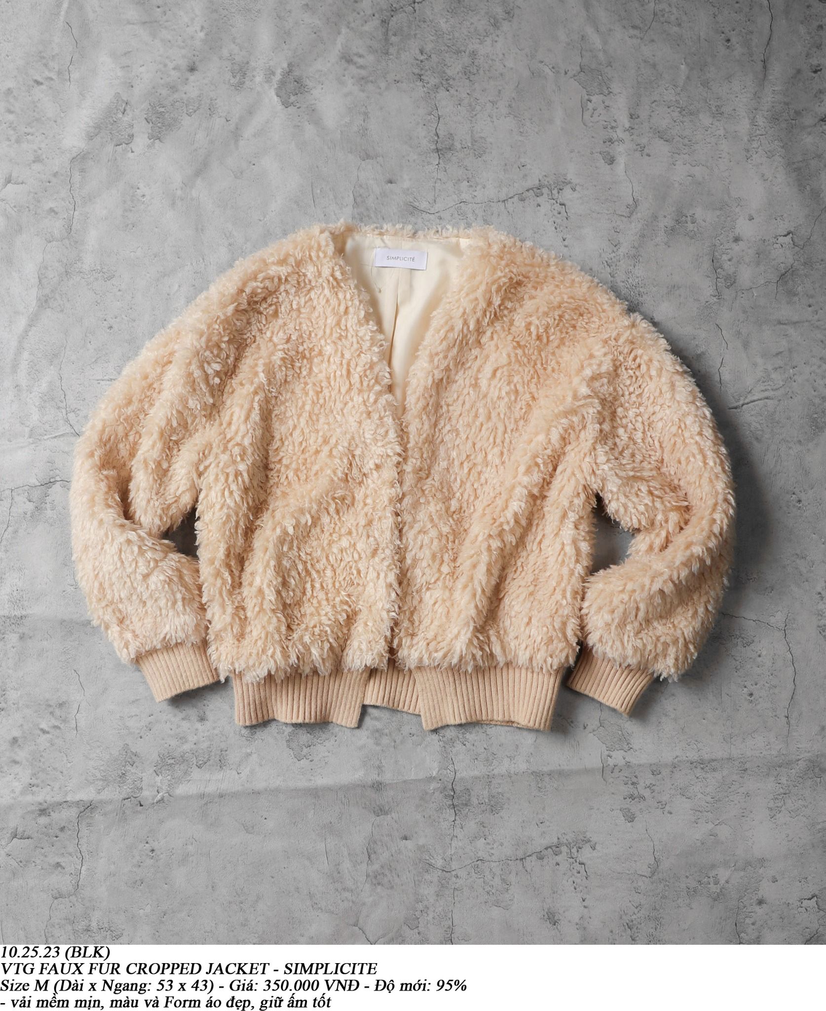 10.25.23 - VTG FAUX FUR CROPPED JACKET - SIMPLICITE
