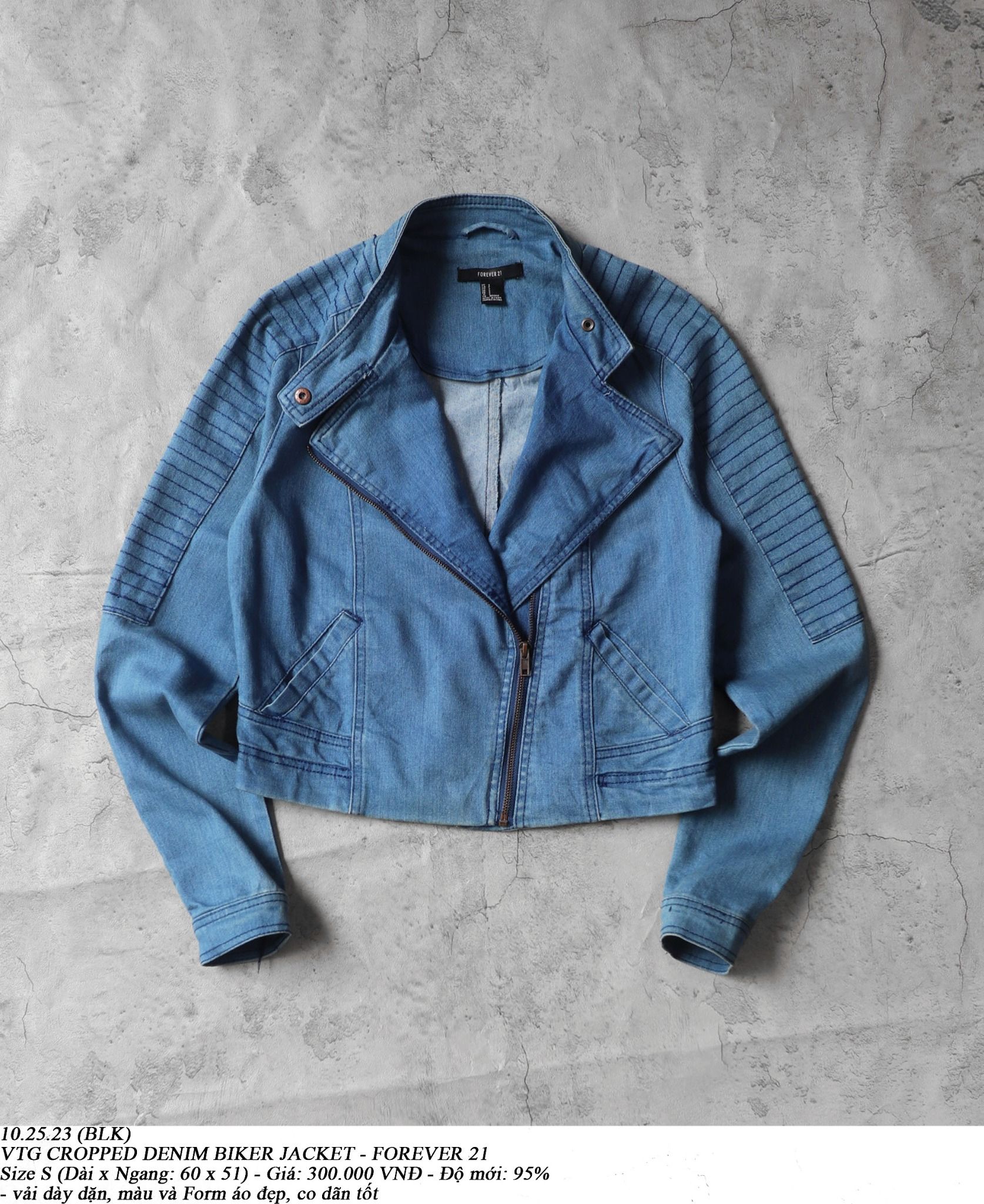 10.25.23 - VTG CROPPED BIKER DENIM JACKET - FOREVER 21