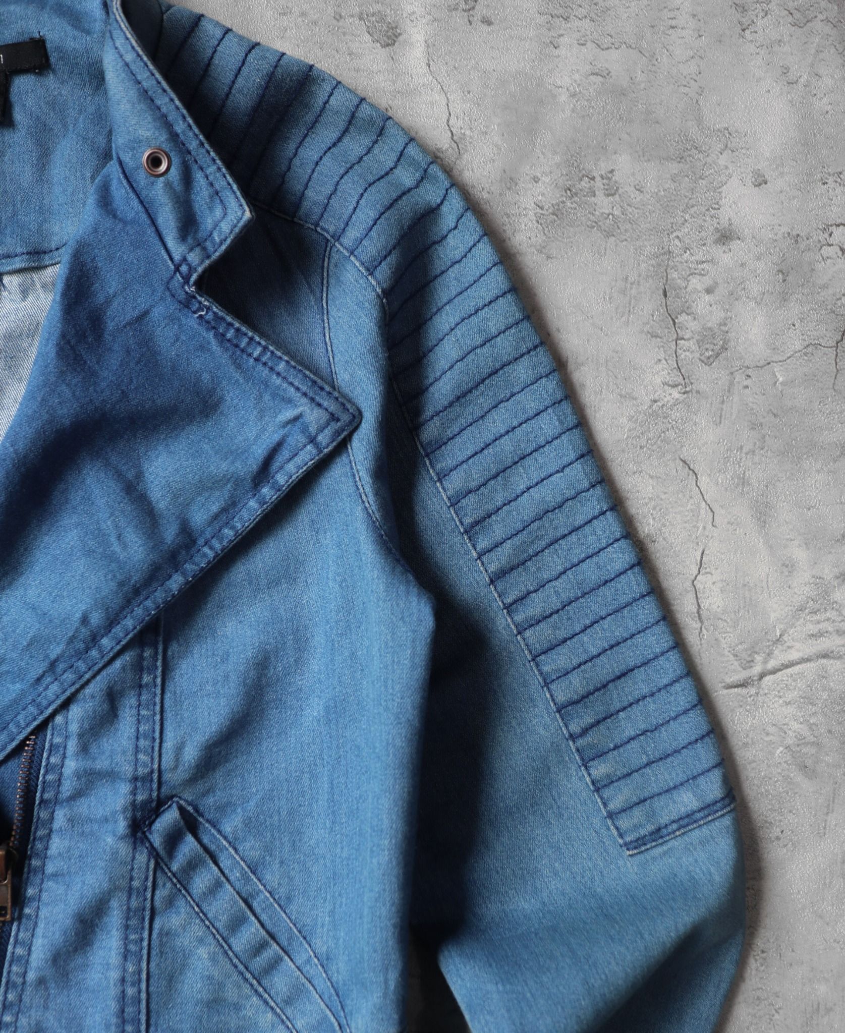 10.25.23 - VTG CROPPED BIKER DENIM JACKET - FOREVER 21