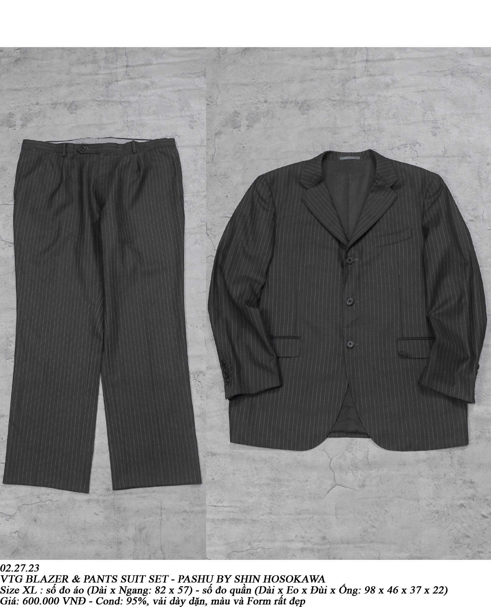 02.27.23 - VTG BLAZER & PANTS SUIT SET - PASHU BY SHIN HOSOKAWA