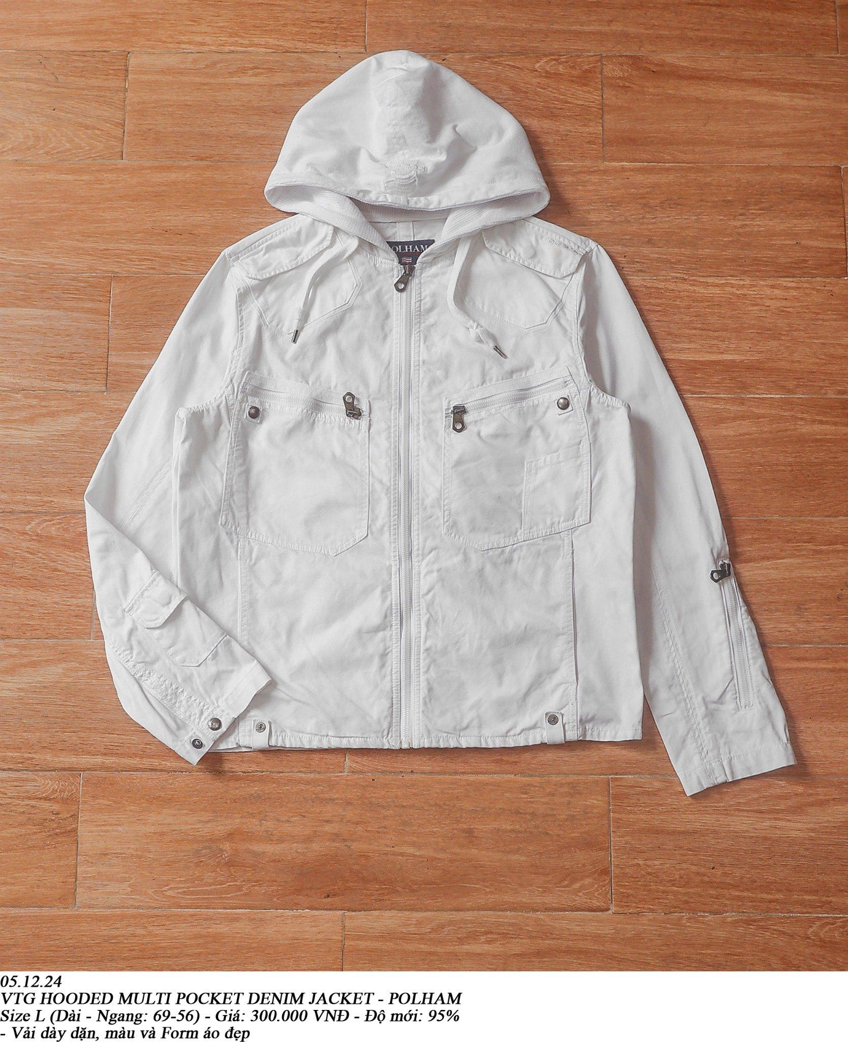 05.12.24 - VTG HOODED MULTI POCKET DENIM JACKET - POLHAM