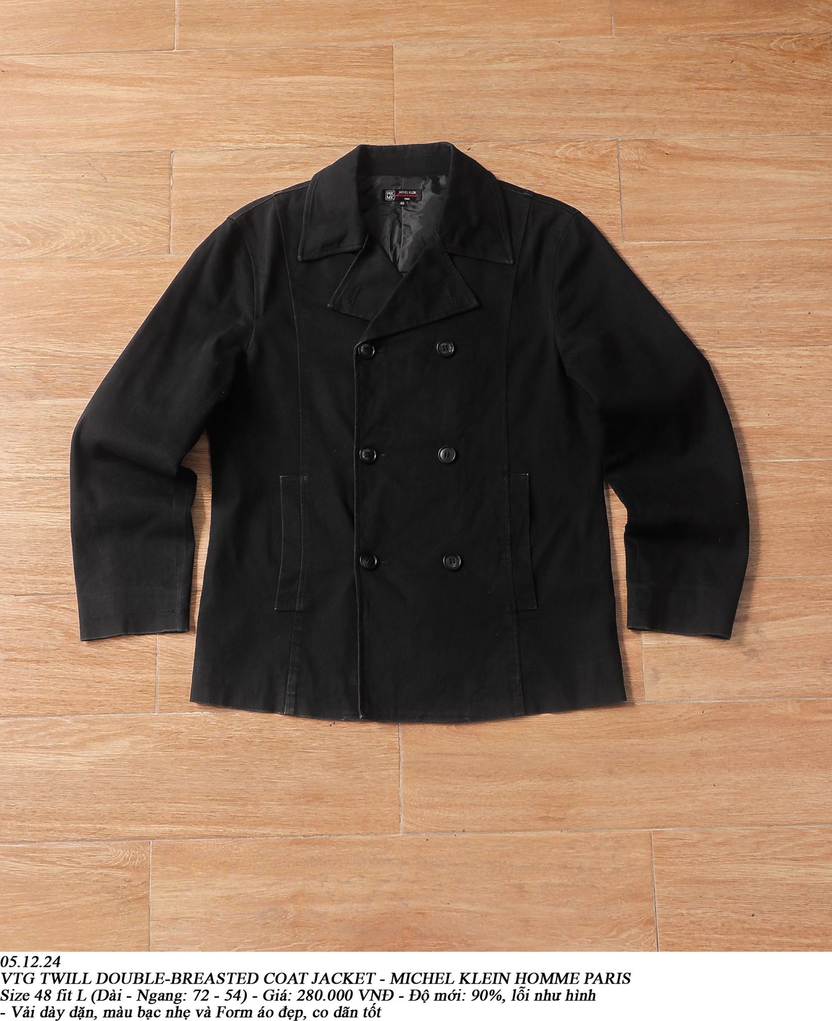 05.12.24 - VTG TWILL DOUBLE-BREASTED COAT JACKET - MICHEL KLEIN HOME PARIS