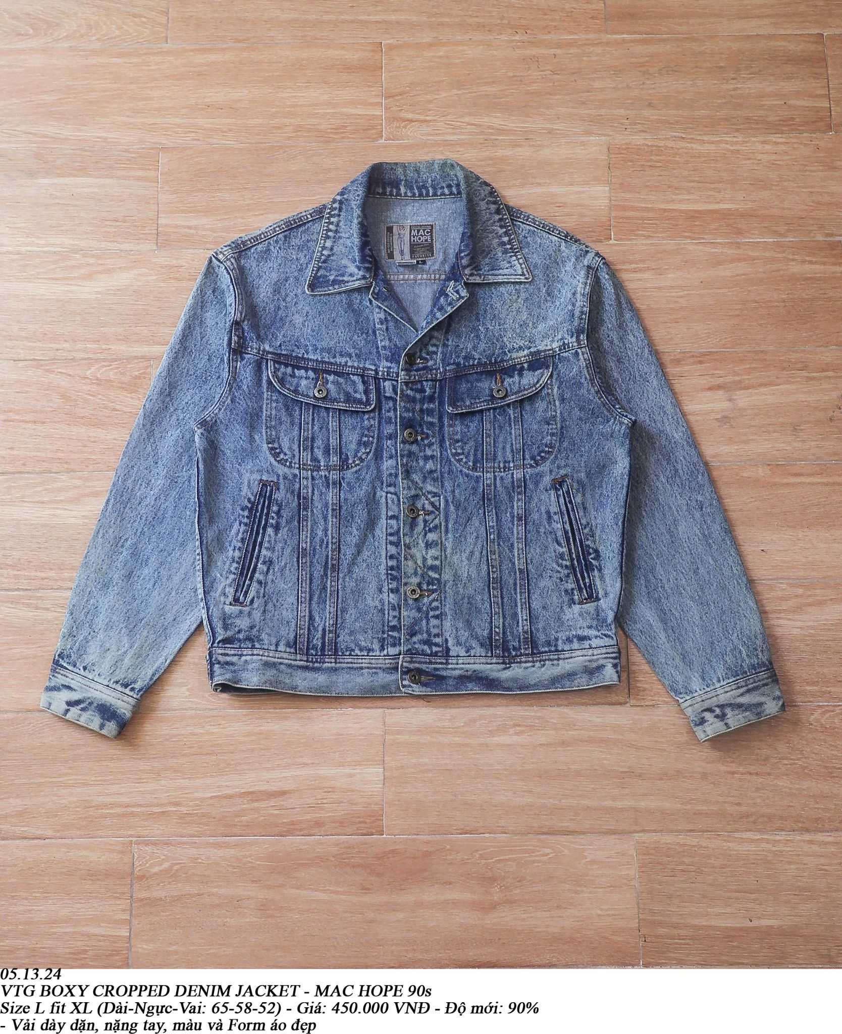 05.13.24 - VTG BOXY CROPPED DENIM JACKET - MAC HOPE 90s