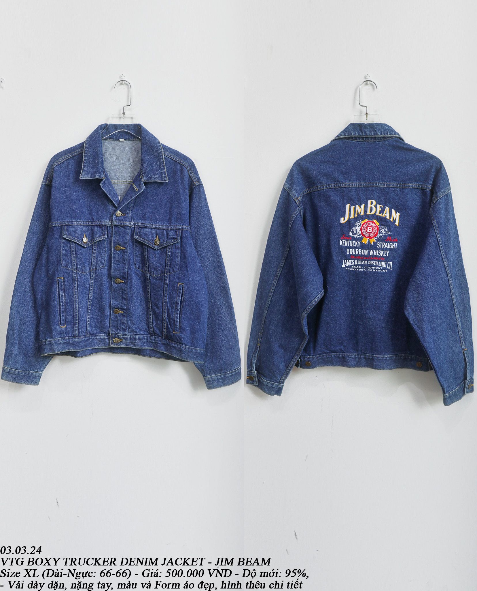 03.03.24 - VTG BOXY TRUCKER DENIM JACKET - JIM BEAM