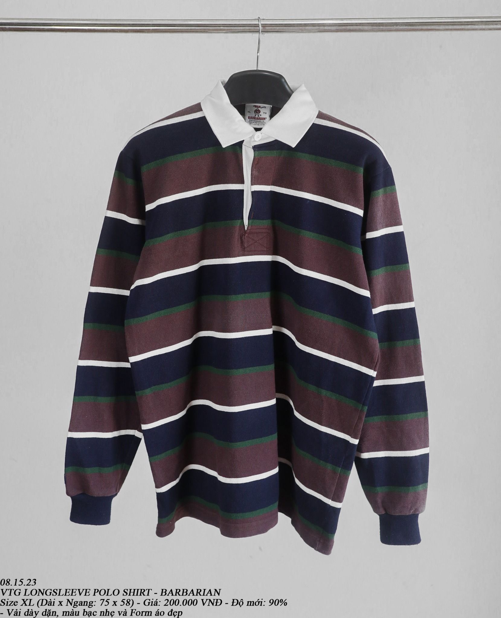 08.15.23 - VTG LONGSLEEVE POLO SHIRT - BARBARIAN