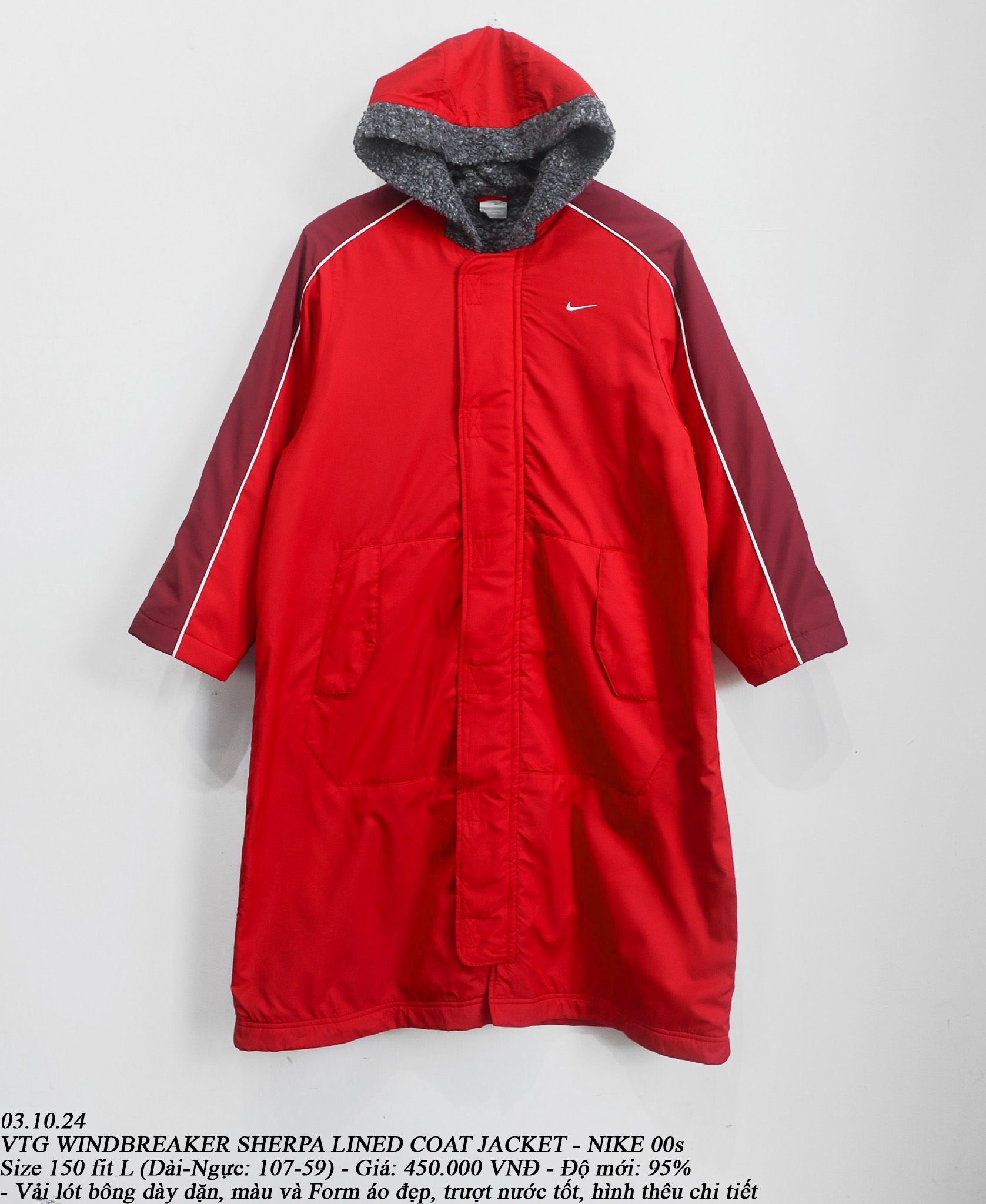 03.10.24 - VTG WINDBREAKER SHERPA LINED COAT JACKET - NIKE 00s