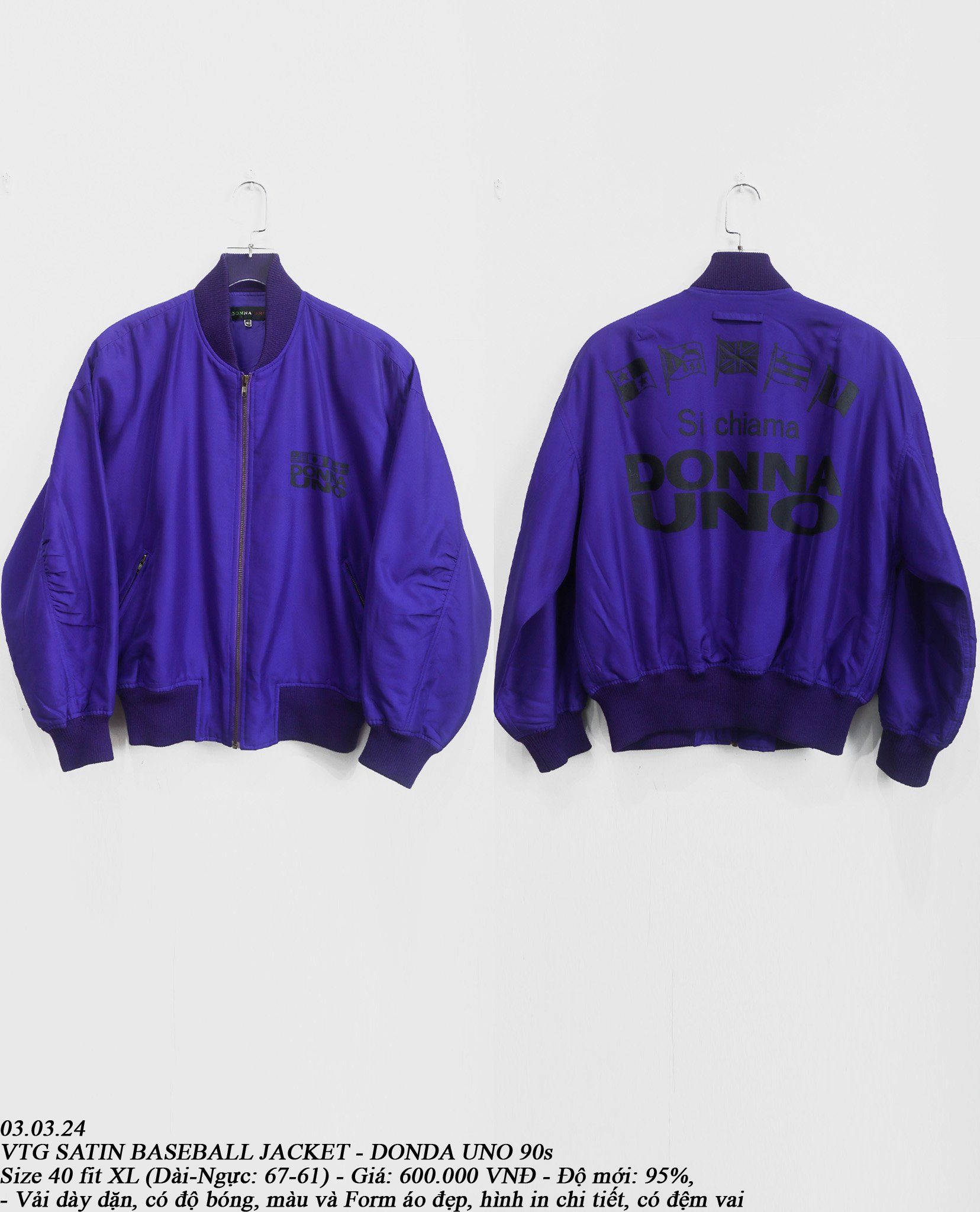 03.03.24 - VTG SATIN BASEBALL JACKET -DONNA UNO 90s
