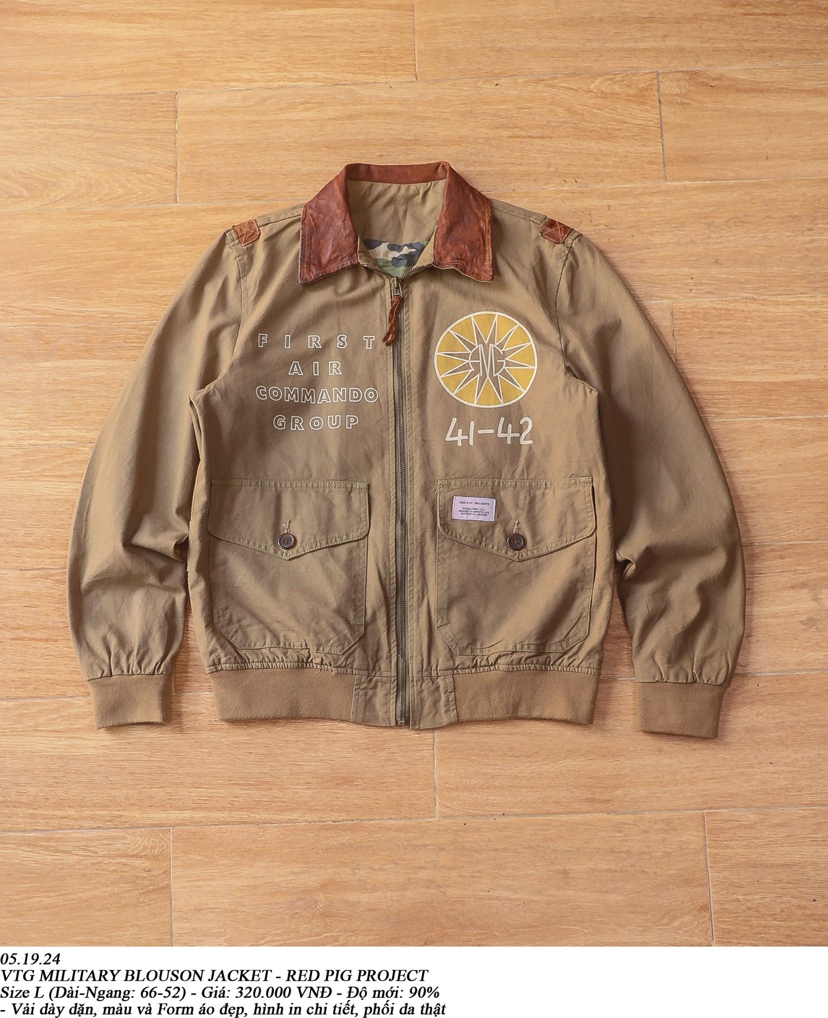 05.19.24 - VTG MILITARY BLOUSON JACKET - RED BIG PROJECT