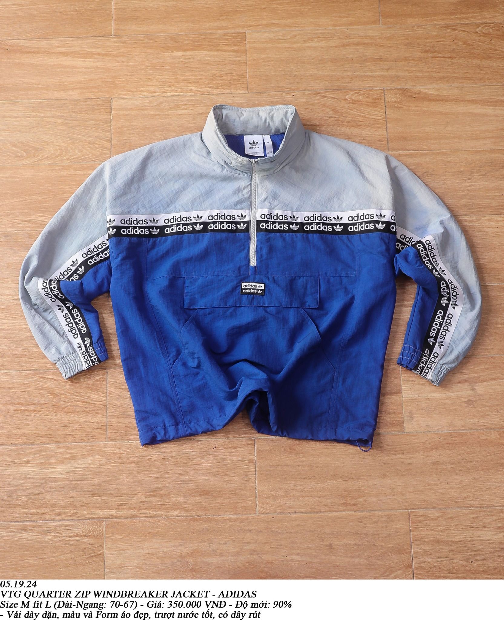 05.19.24 - VTG QUARTER ZIP WINDBREAKER JACKET - ADIDAS
