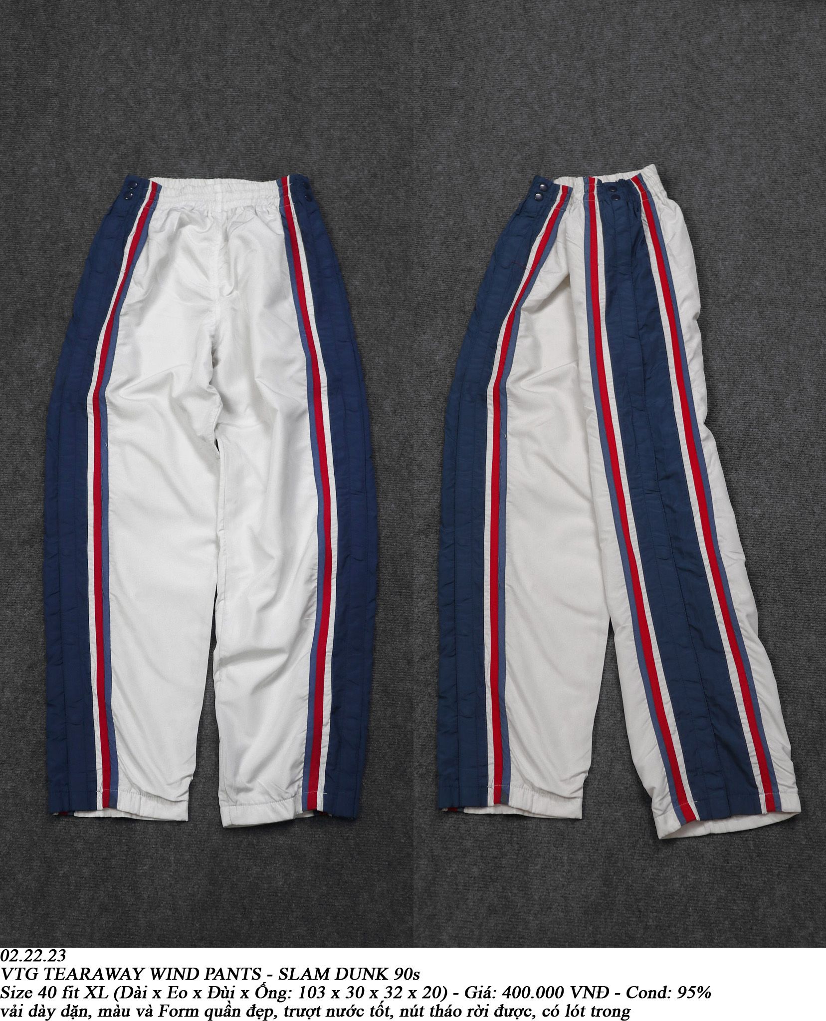 02.22.23 - VTG TEARAWAY WIND PANTS - SLAM DUNK 90s