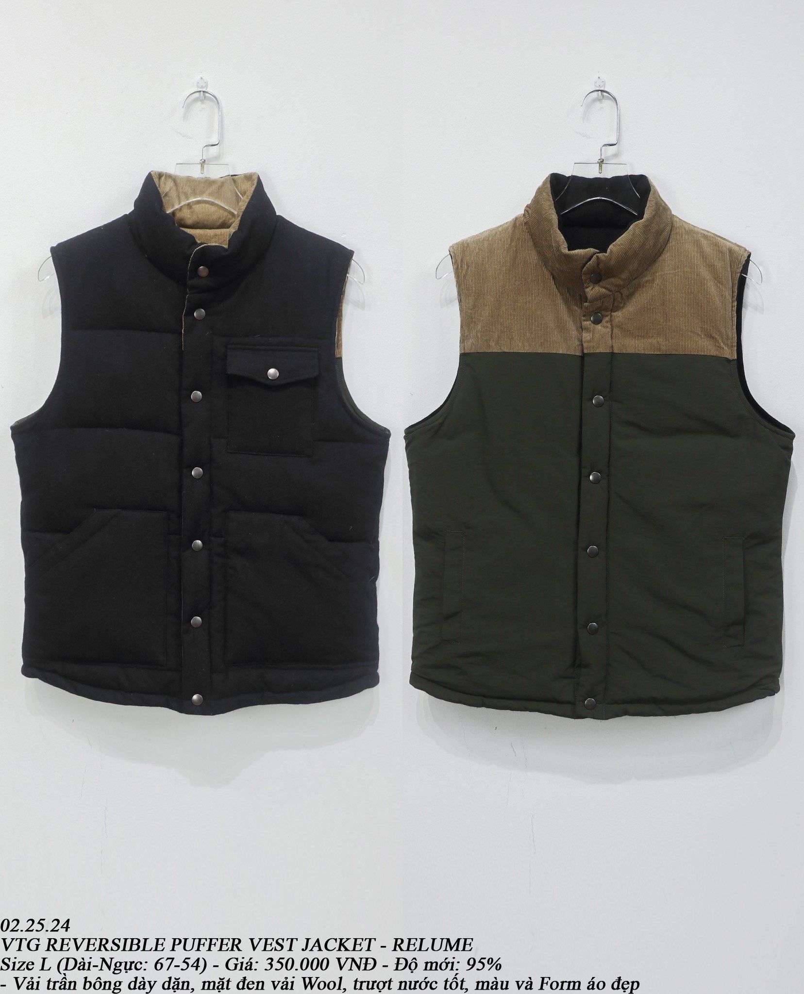 02.25.24 - VTG REVERSIBLE PUFFER VEST JACKET - RELUME