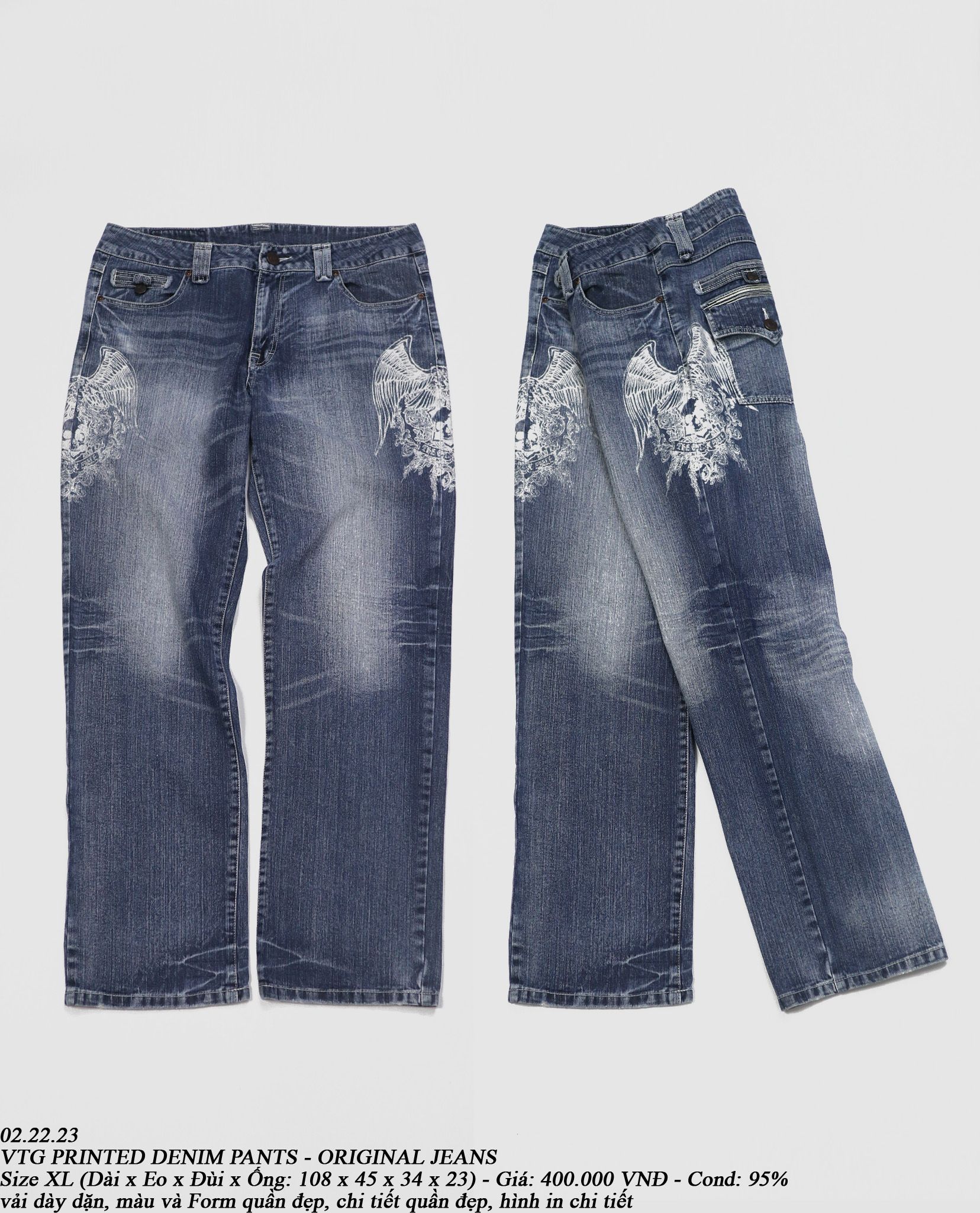02.22.23 - VTG PRINTED DENIM PANTS - ORIGINAL JEANS