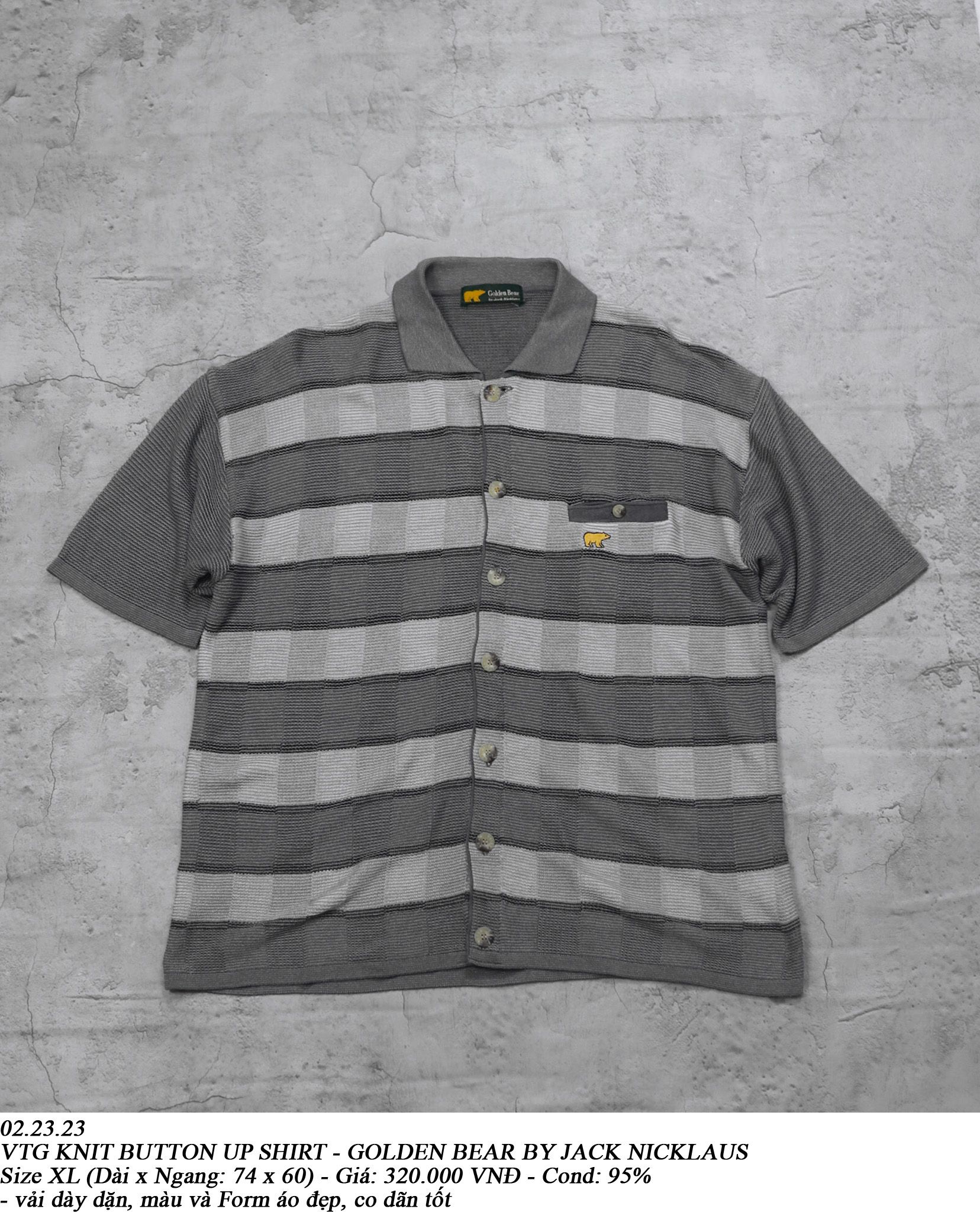 02.23.23 - VTG KNIT BUTTON UP SHIRT - GOLDEN BEAR BY JACK NICKLAUS