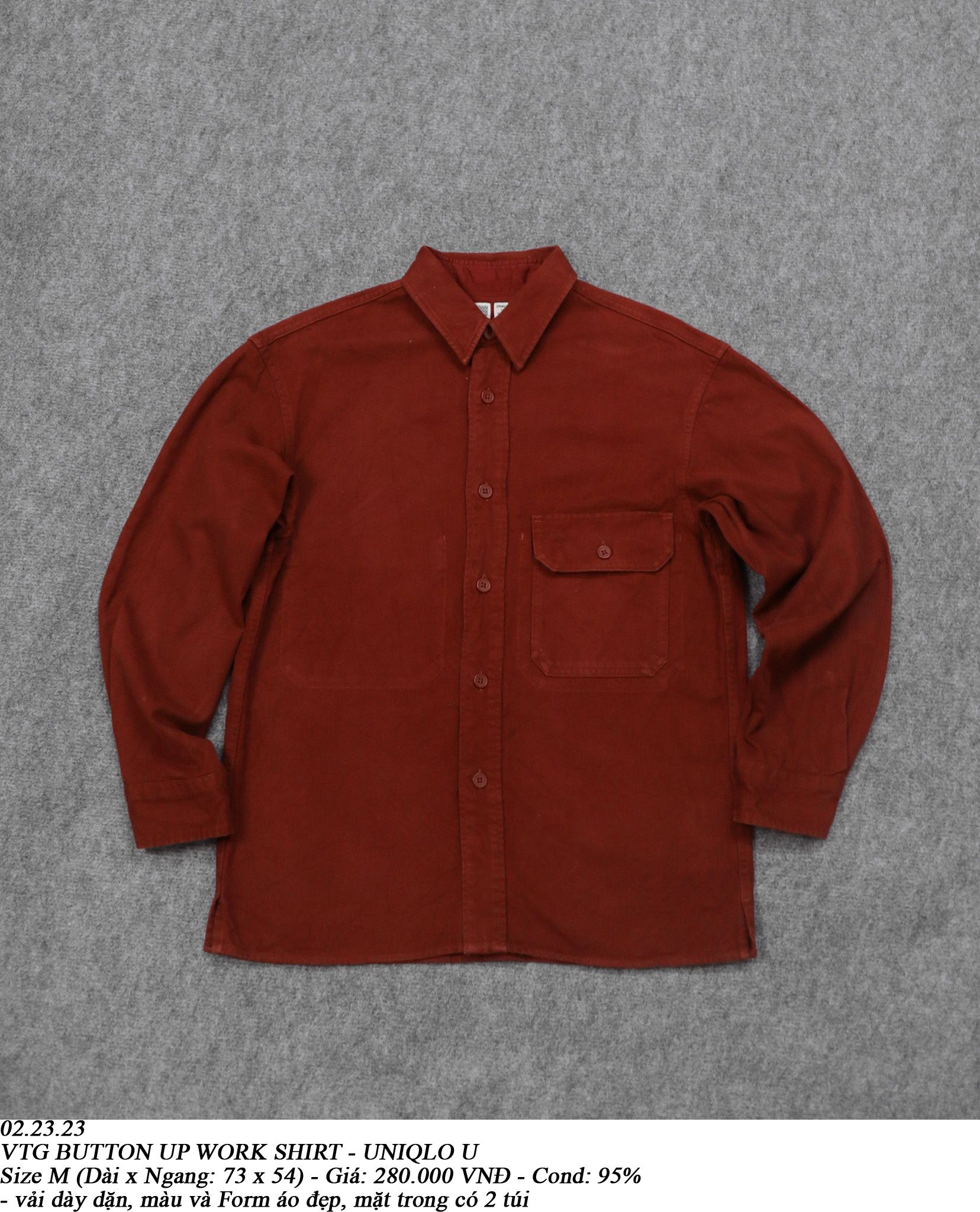 02.23.23 - VTG BUTTON UP WORK SHIRT - UNIQLO U