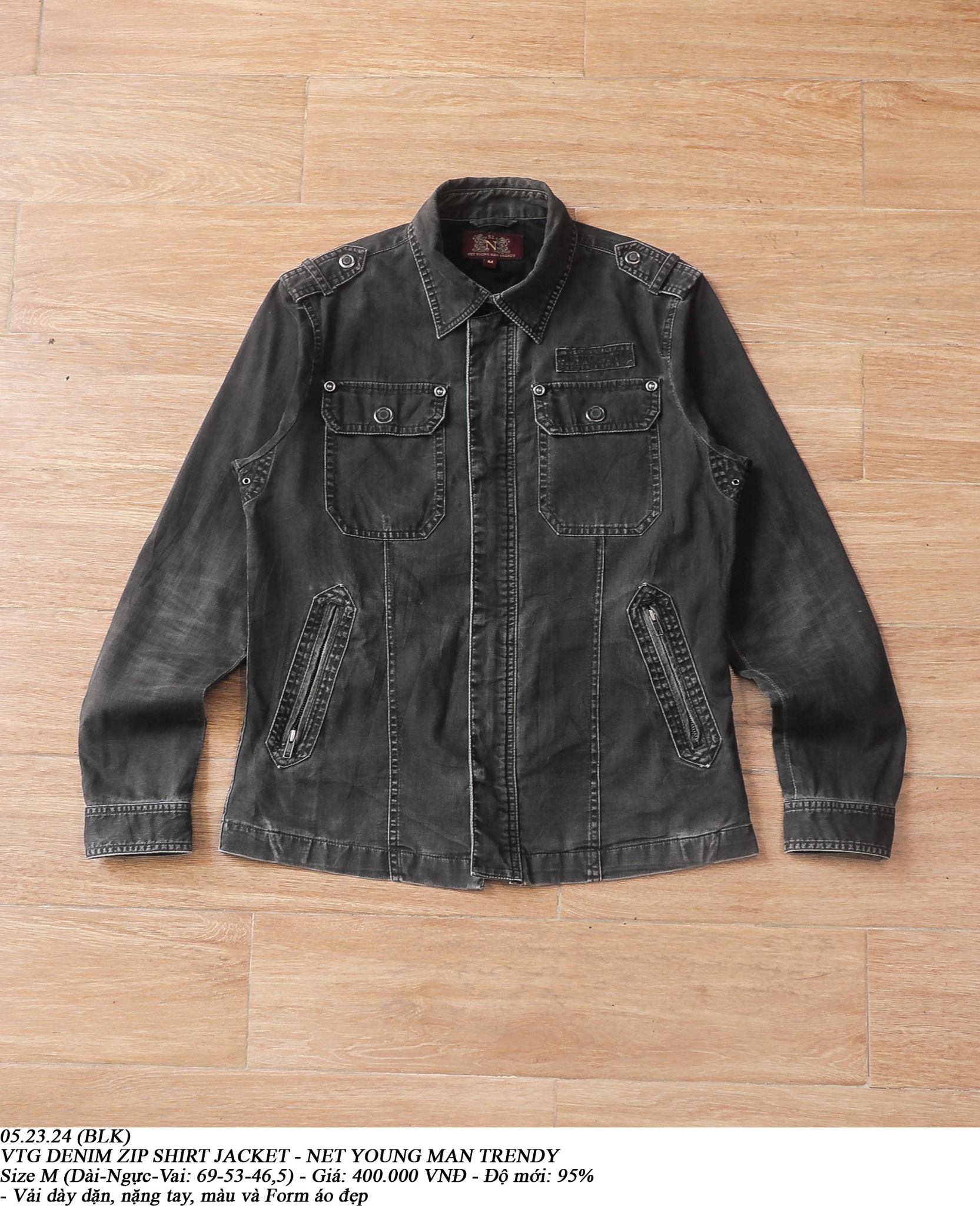 05.23.24 - VTG DENIM ZIP SHIRT JACKET - NET YOUNG MAN TRENDY