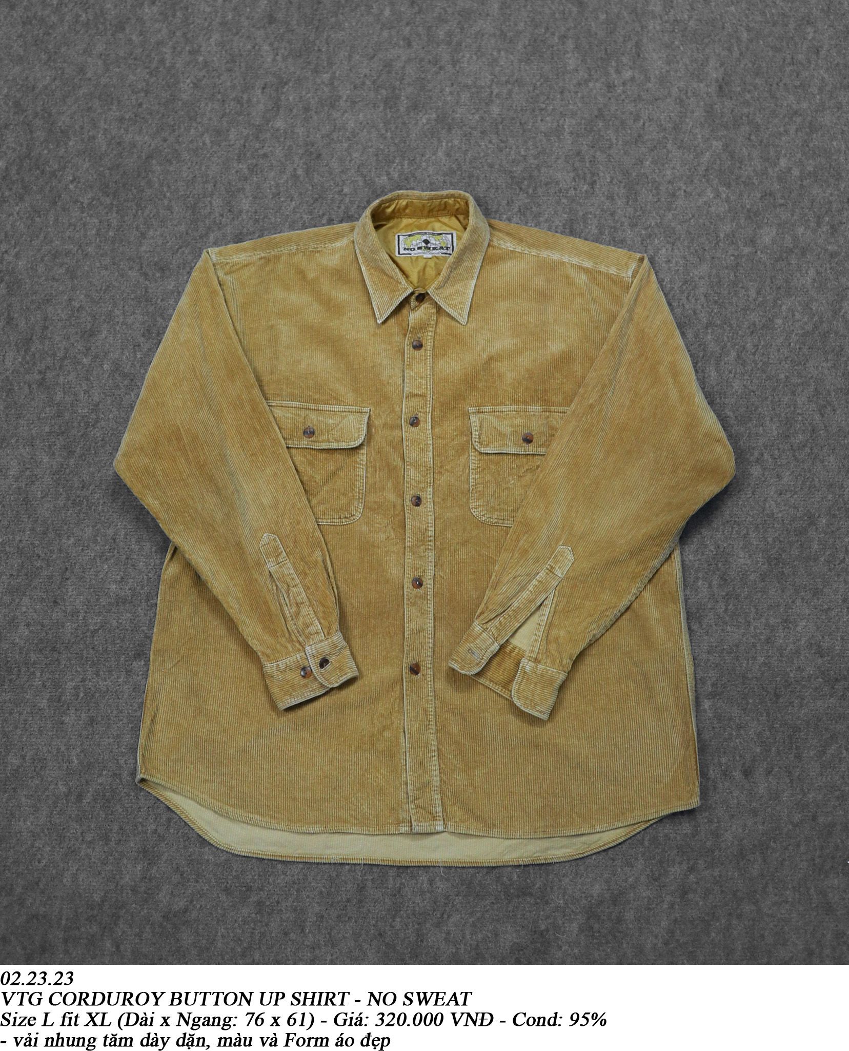02.23.23 - VTG CORDUROY BUTTON UP SHIRT - NO SWEAT