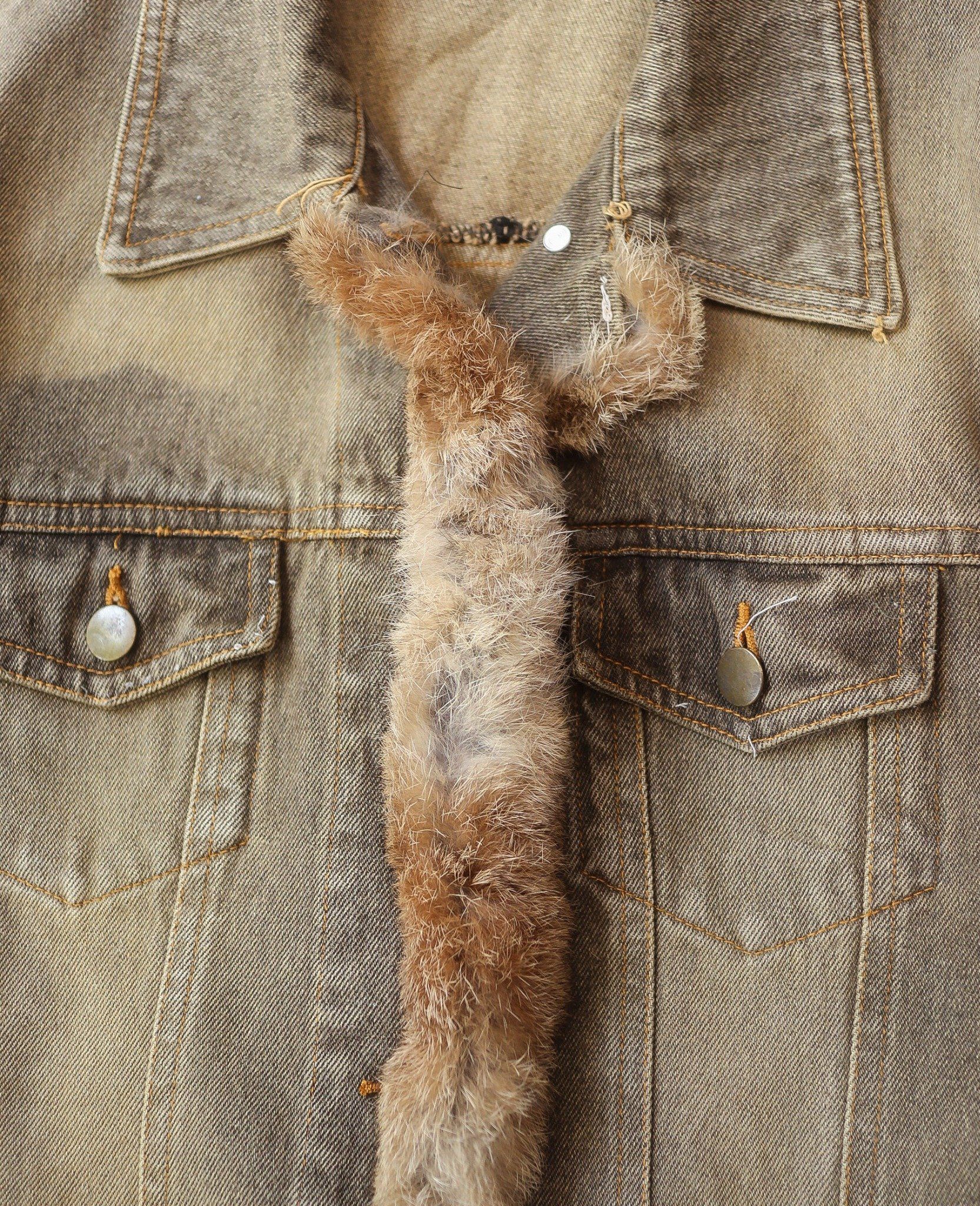05.23.24 - VTG FUR TRIM CROPPED DENIM JACKET - KOJI TACHIYAMA