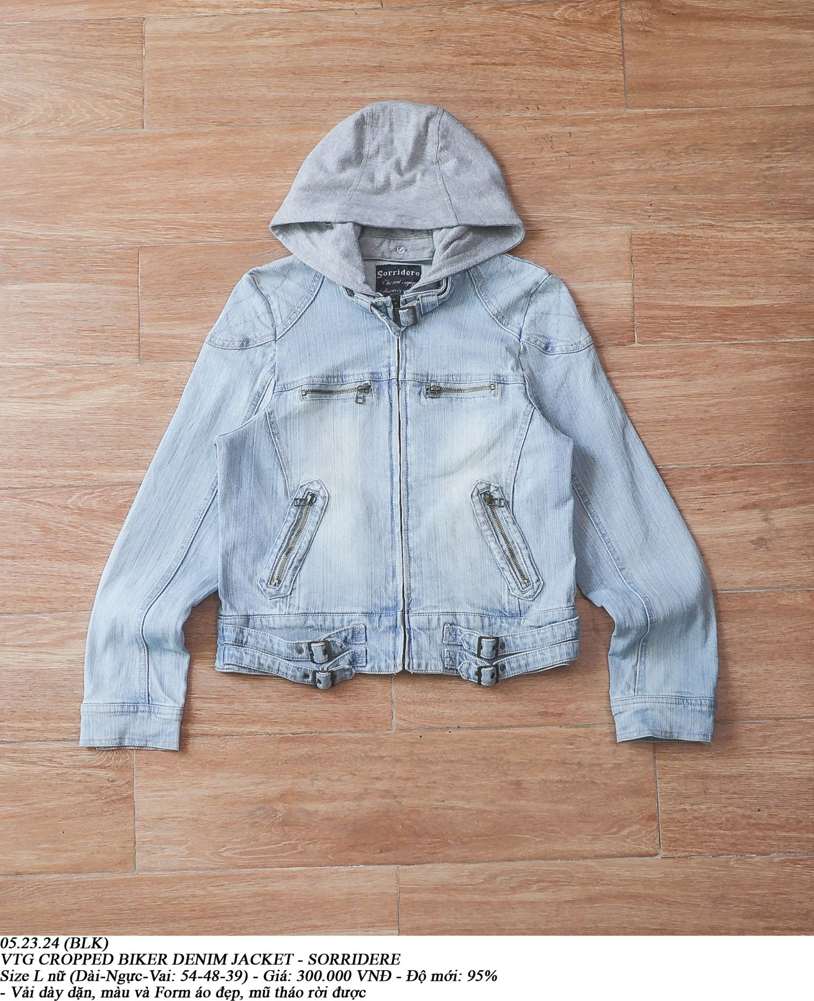 05.23.24 - VTG CROPPED BIKER DENIM JACKET - SORRIDERE