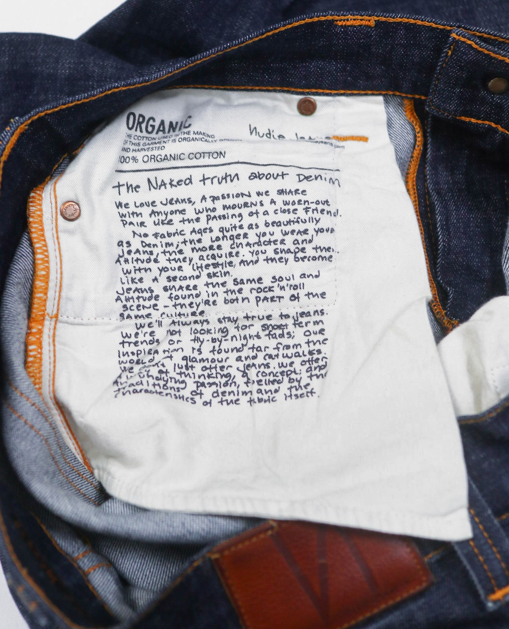 02.25.23 - VTG ORGANIC COTTON DENIM PANTS - NUDIE JEANS