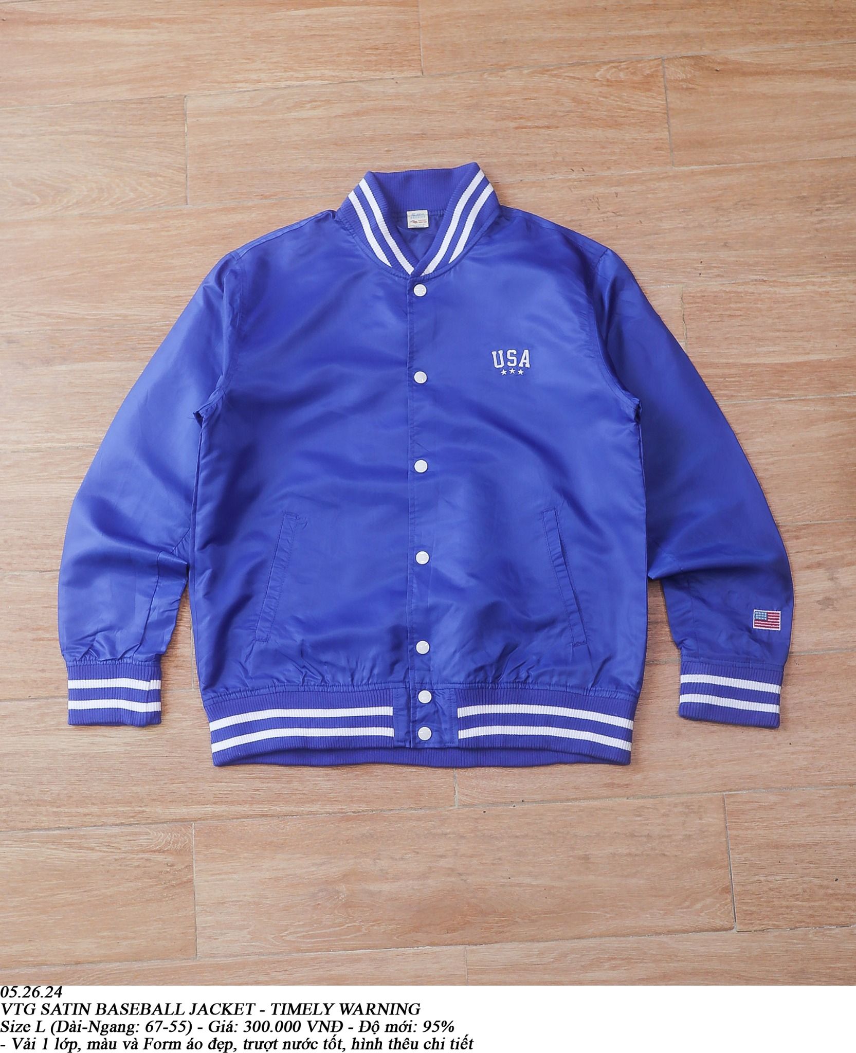 05.26.24 - VTG SATIN BASEBALL JACKET - TIMELY WARNING