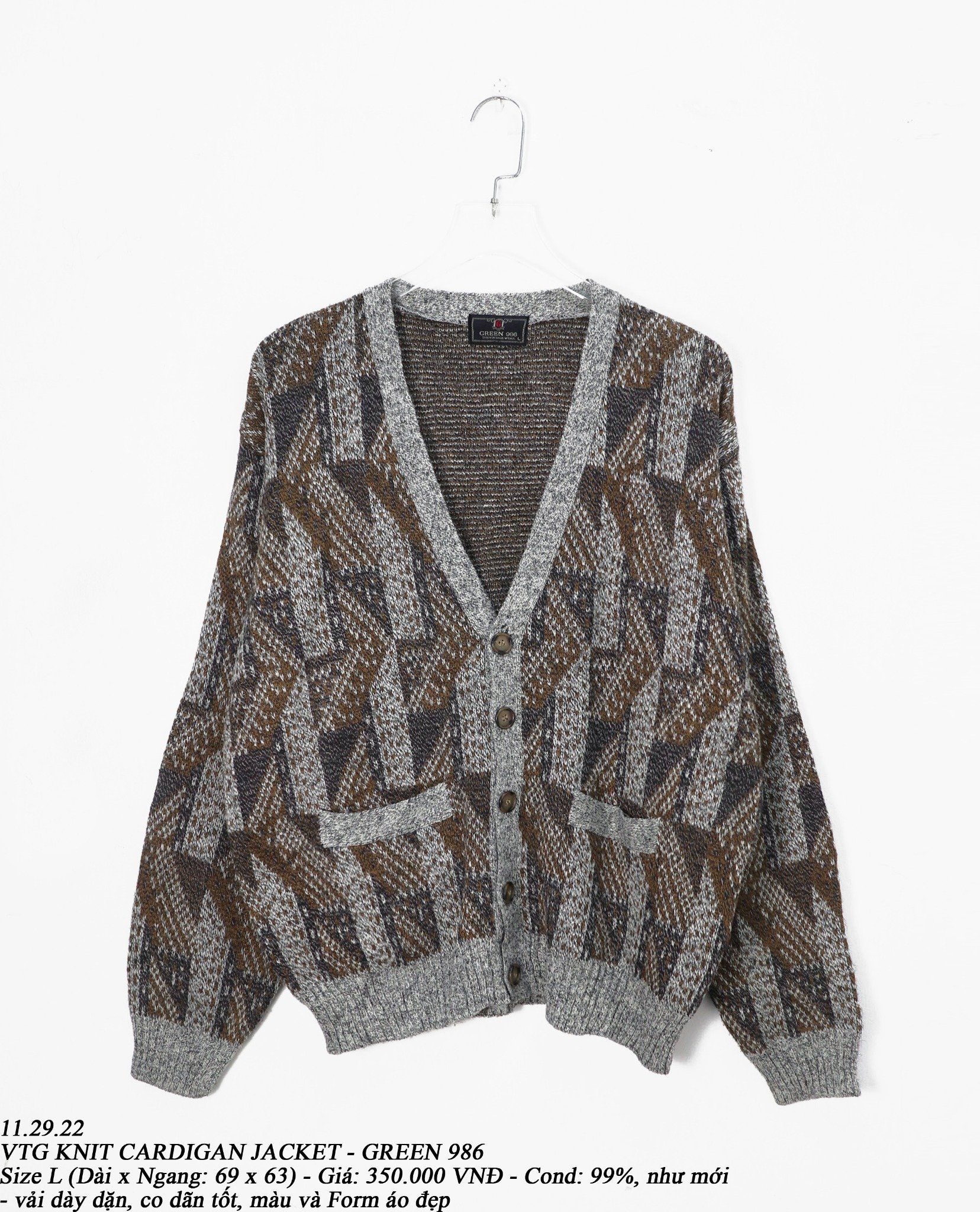 11.29.22 - VTG KNIT CARDIGAN JACKET - GREEN 986