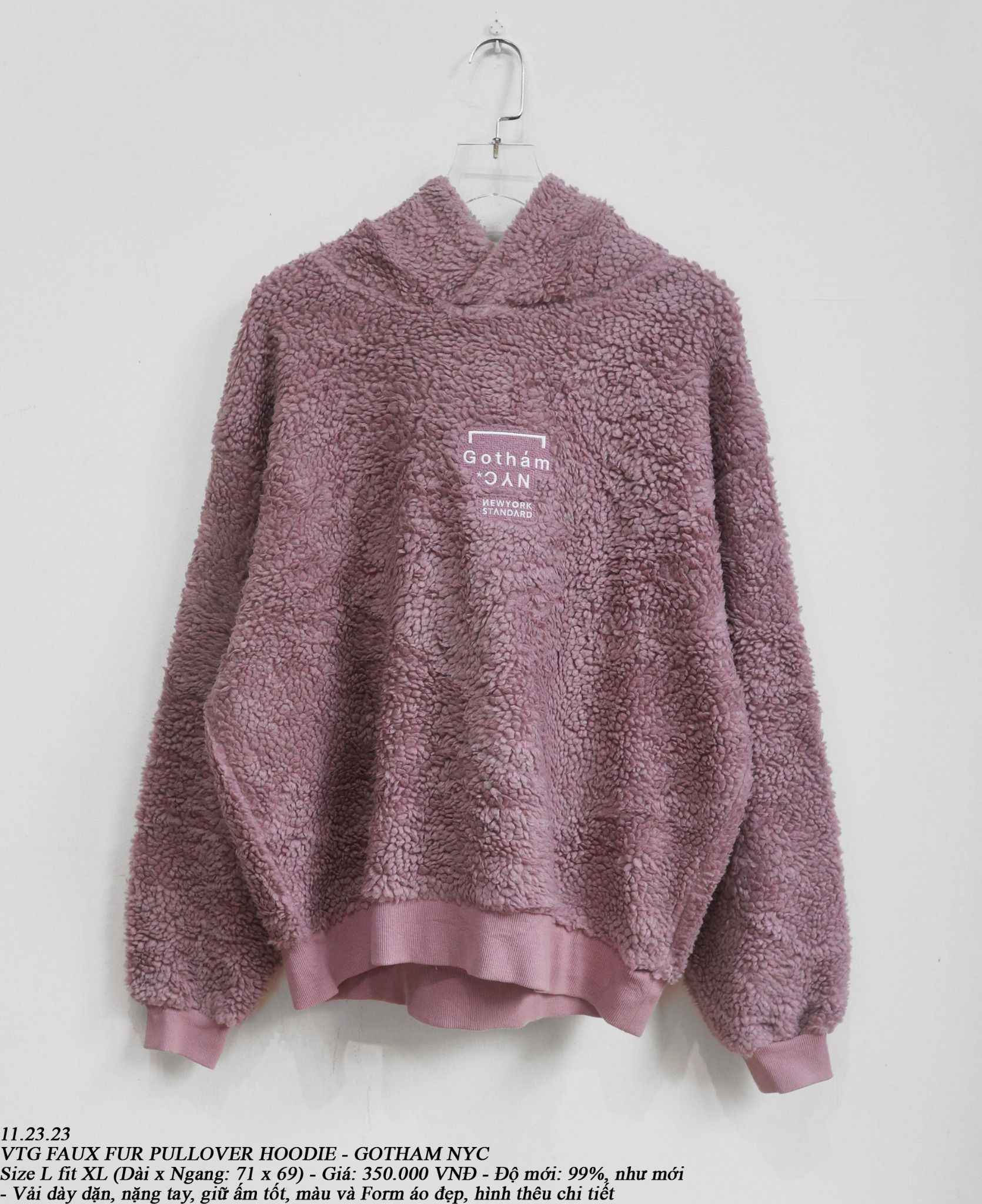 11.23.23 - VTG FAUX FUR PULLOVER HOODIE - GOTHAM NYC