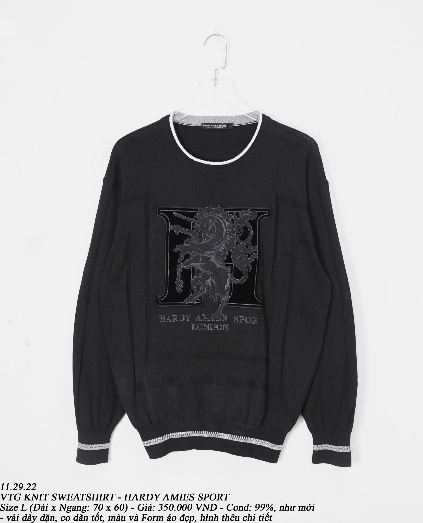 11.29.22 - VTG KNIT SWEATSHIRT - HARDY AMIES SPORT