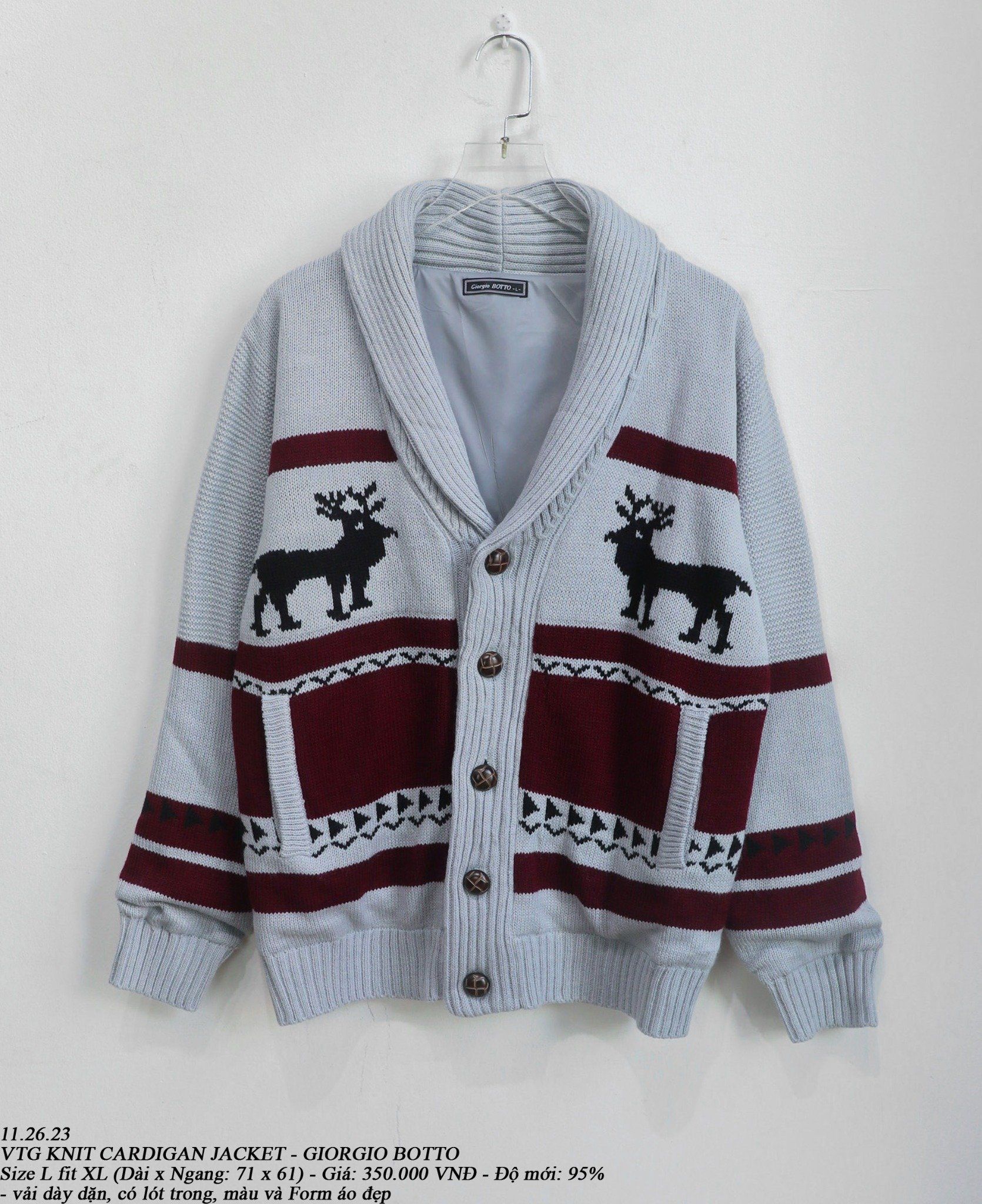 11.26.23 - VTG KNIT CARDIGAN JACKET - GIORGIO BOTTO