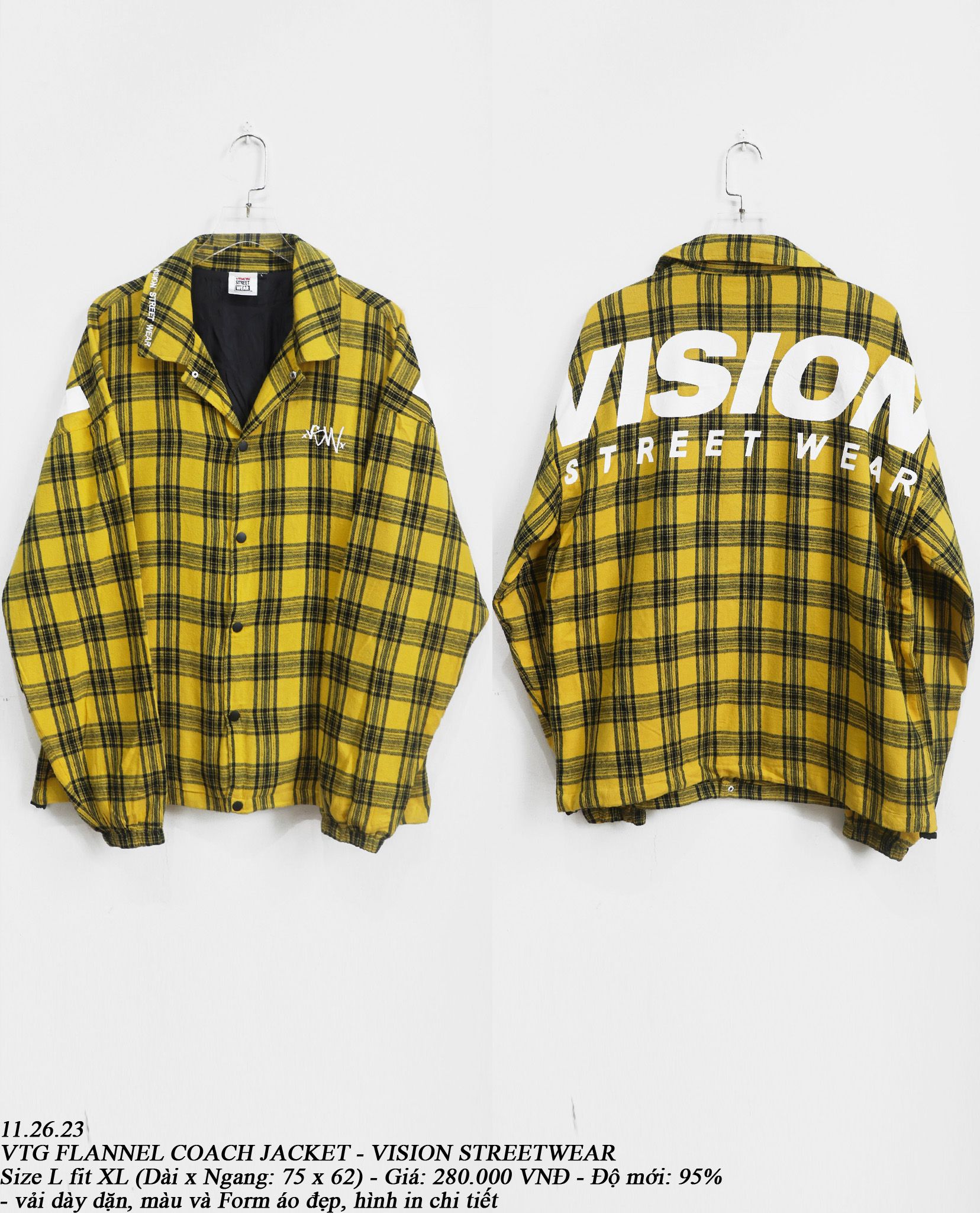 11.26.23 - VTG FLANNEL COACH JACKET - VISION STREETWEAR