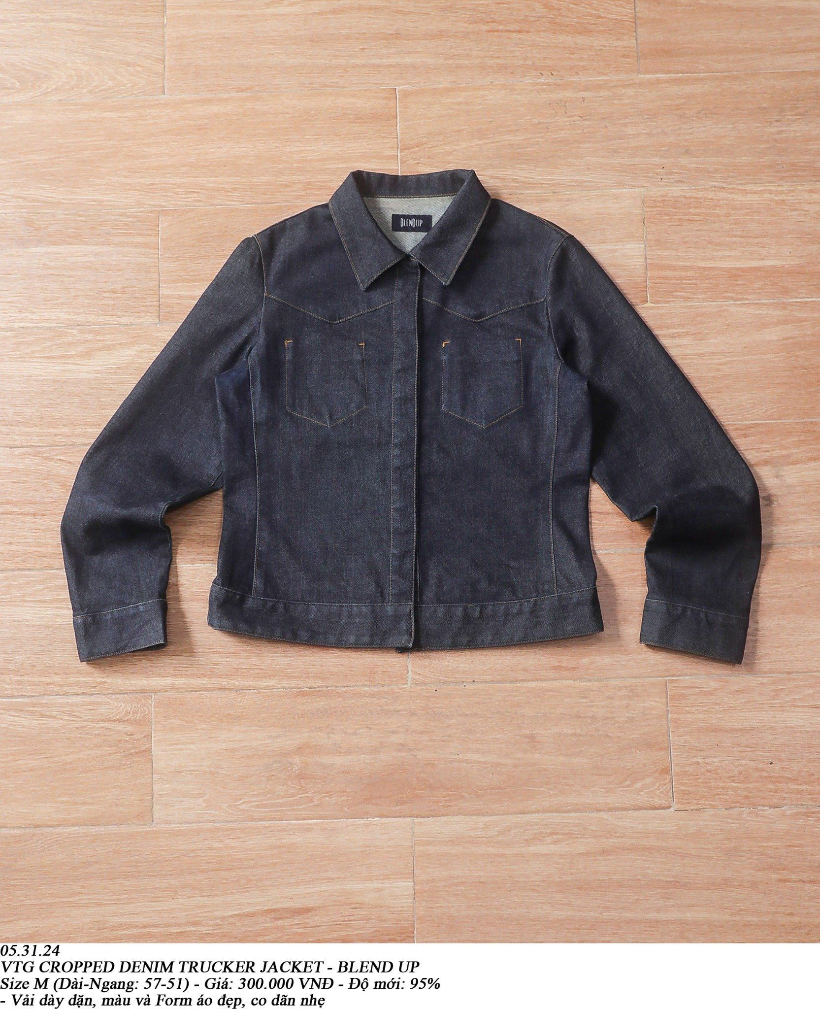 05.31.24 - VTG CROPPED TRUCKER DENIM JACKET - BLEND UP