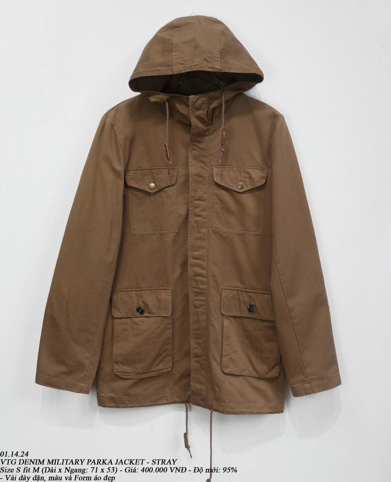 01.14.24 - VTG DENIM MILITARY PARKA JACKET - STRAY