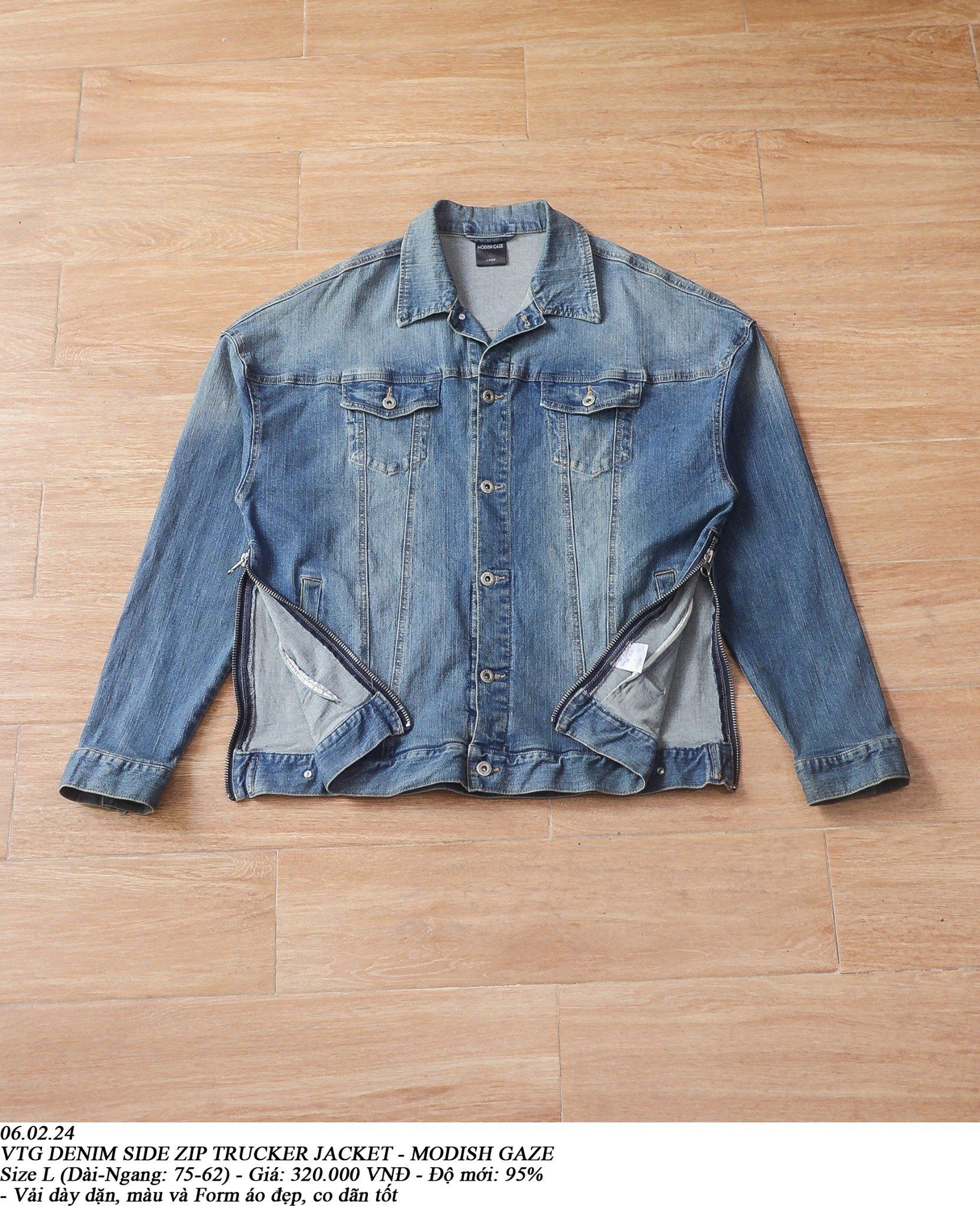 06.02.24 - VTG DENIM SIDE ZIP TRUCKER JACKET - MODISH GAZE