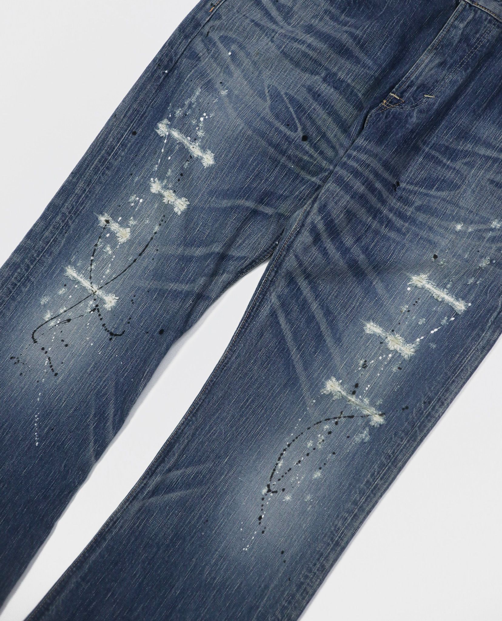 03.01.23 - VTG SPLASH PAINTING FLARED DENIM PANTS - EDWIN