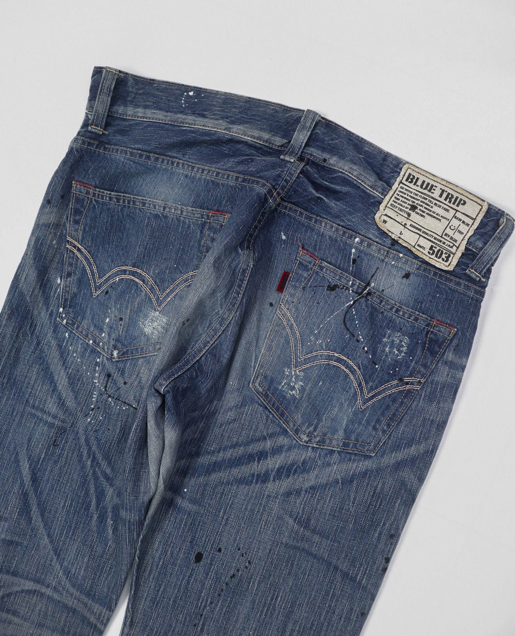 03.01.23 - VTG SPLASH PAINTING FLARED DENIM PANTS - EDWIN