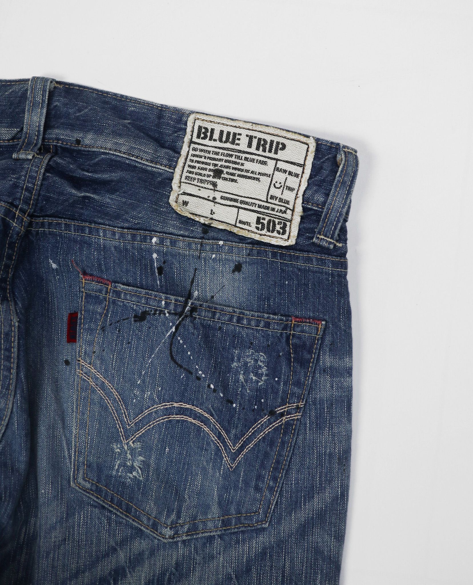 03.01.23 - VTG SPLASH PAINTING FLARED DENIM PANTS - EDWIN