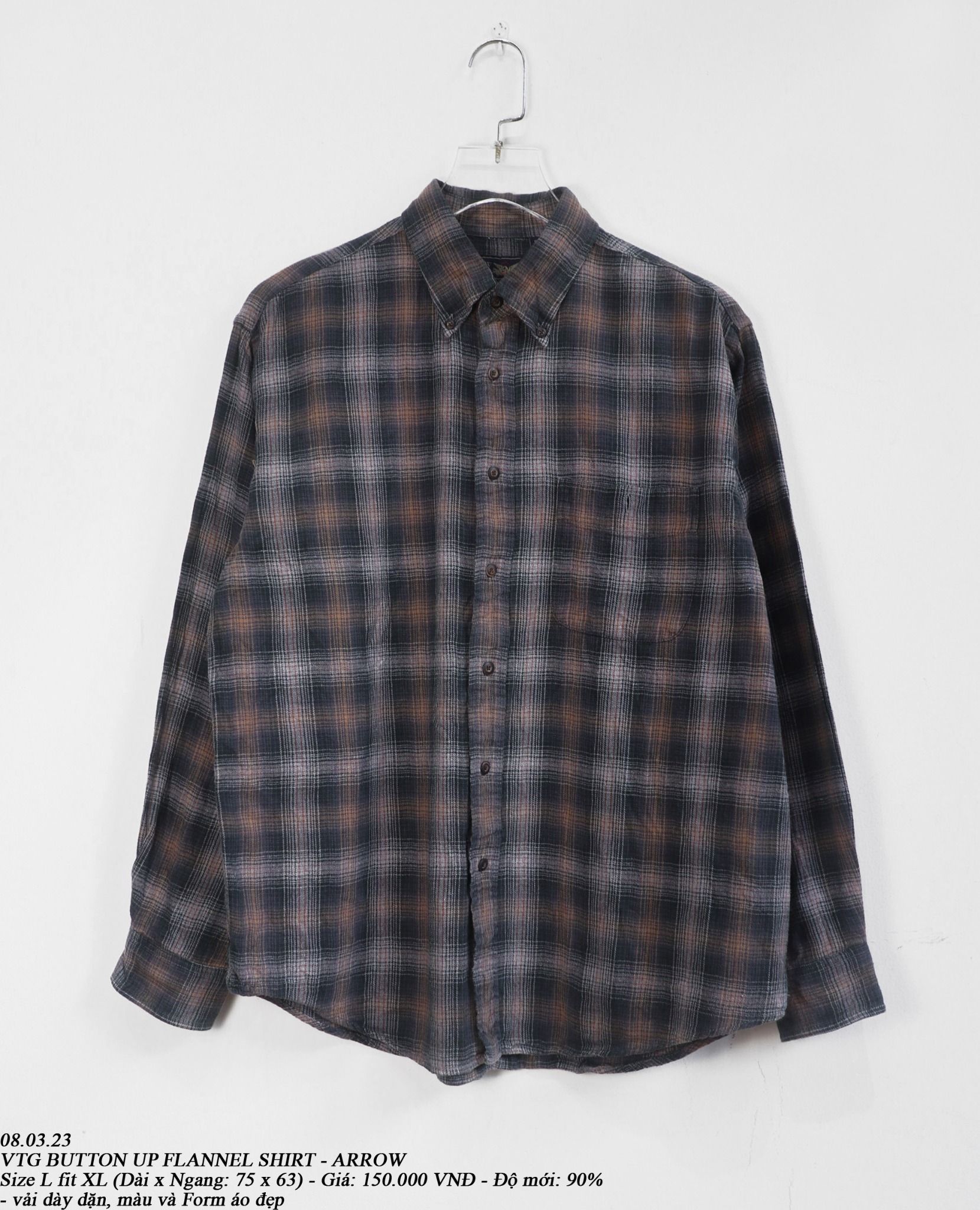 08.03.23 - VTG FLANNEL BUTTON UP SHIRT - ARROW