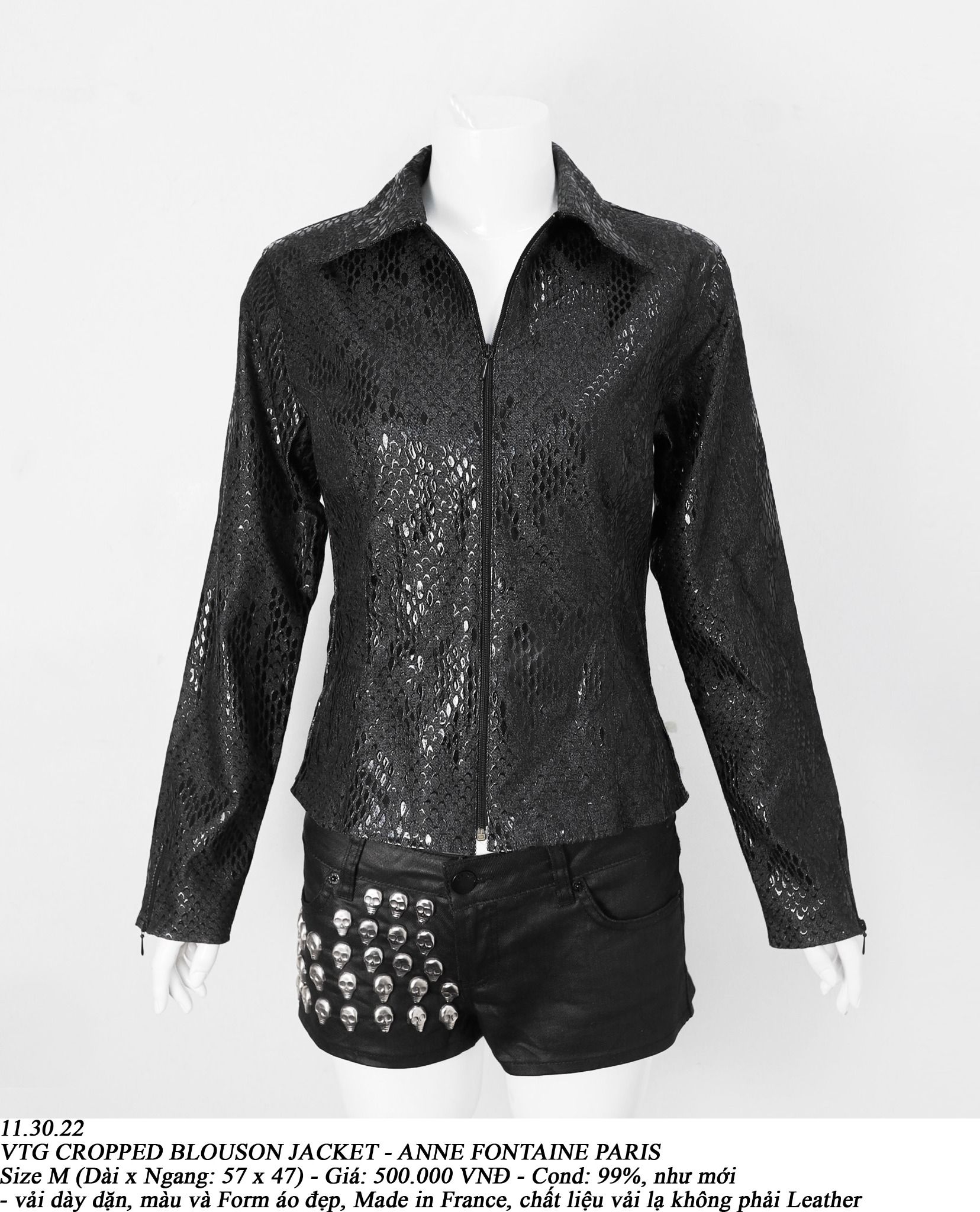 11.30.22 - VTG CROPPED BLOUSON JACKET - ANNE FONTAINE PARIS