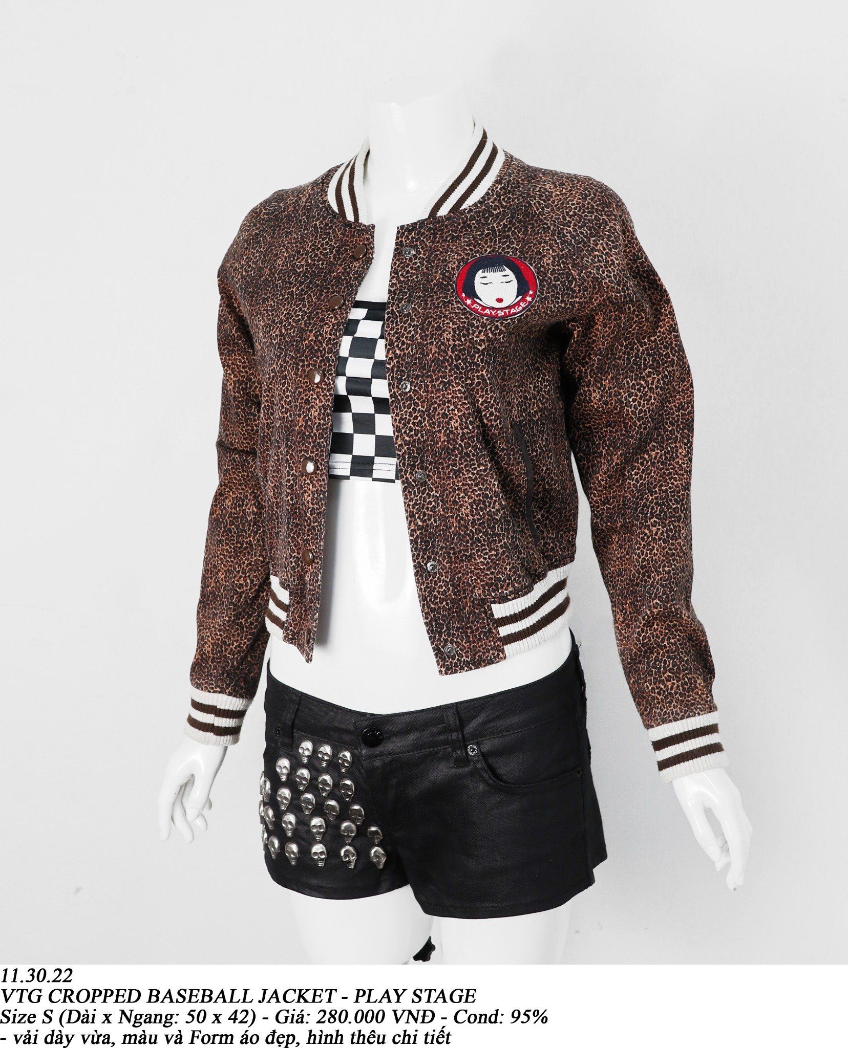 11.30.22 - VTG CROPPED BASEBALL JACKET - PLAY STAGE