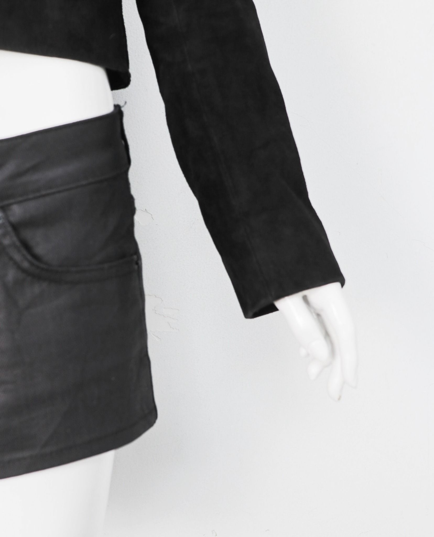11.30.22 - VTG CROPPED VOLVER STUDDED SUEDE JACKET - SANDRO PARIS