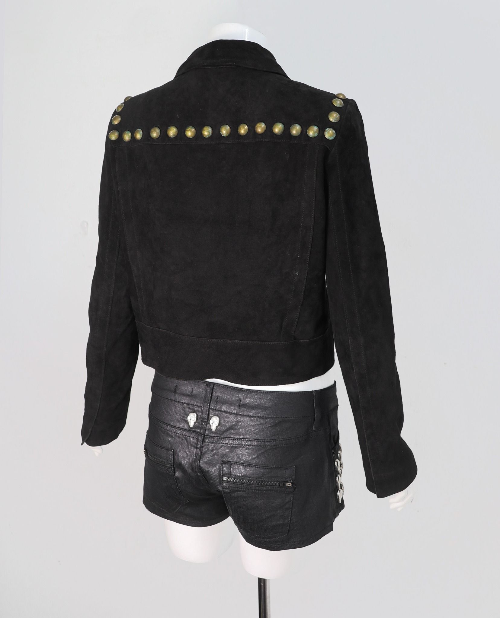 11.30.22 - VTG CROPPED VOLVER STUDDED SUEDE JACKET - SANDRO PARIS