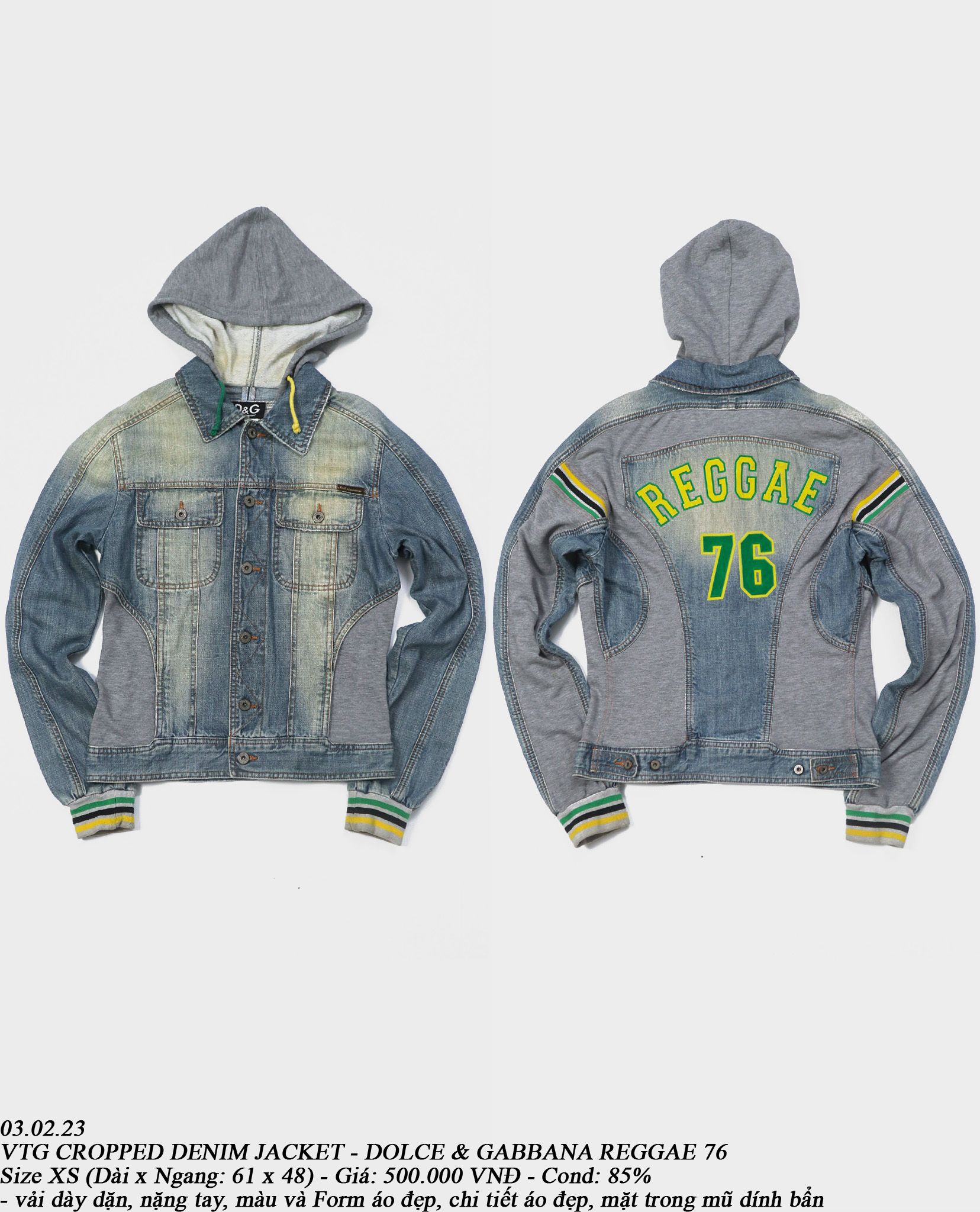 03.02.23 - VTG CROPPED DENIM JACKET - DOLCE & GABBANA REGGAE 76