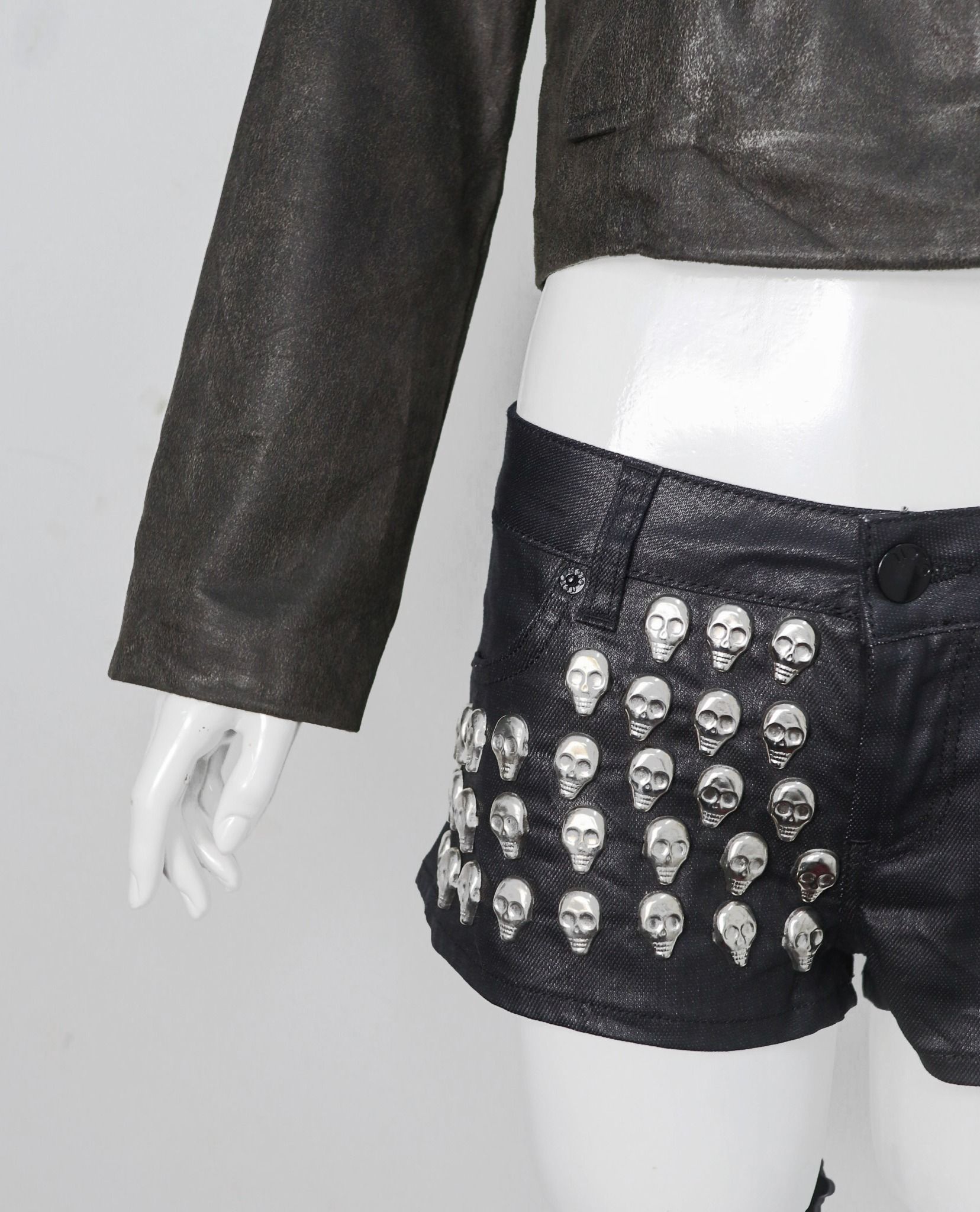 11.30.22 - VTG CROPPED WAXED BIKER JACKET - S-DEER