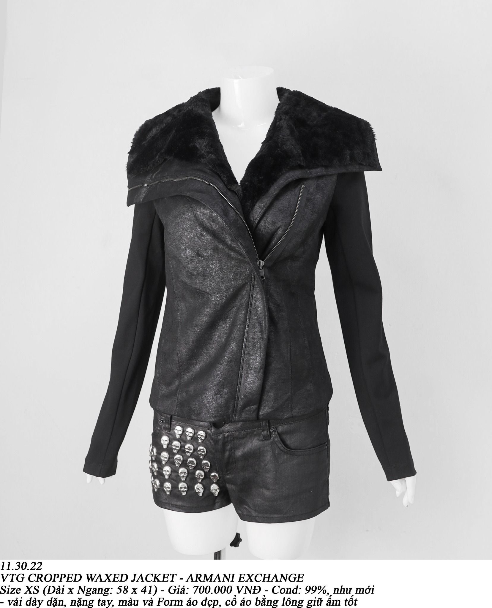 11.30.22 - VTG CROPPED WAXED JACKET - ARMANI EXCHANGE