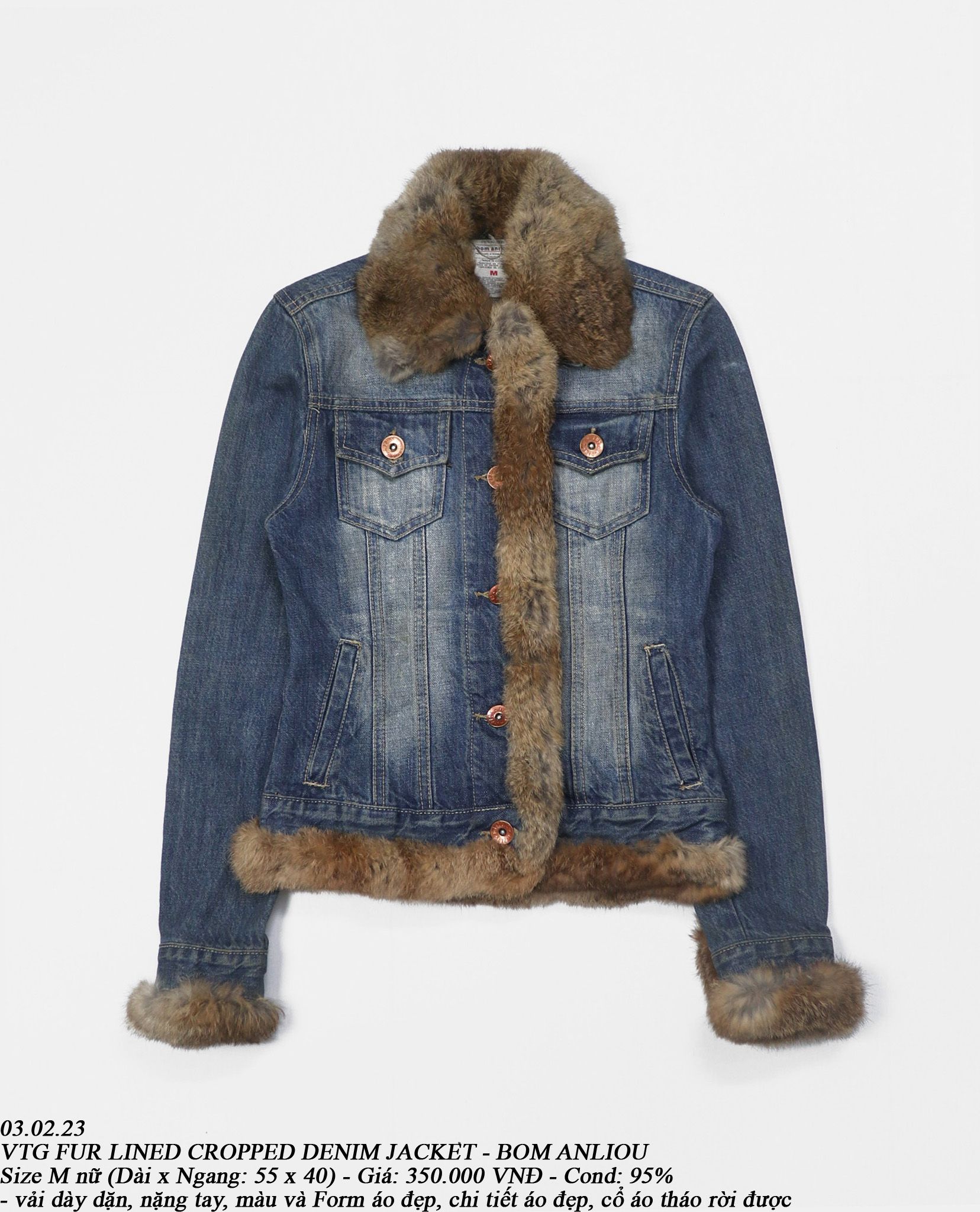 03.02.23 - VTG FUR LINED CROPPED DENIM JACKET - BOM ANLIOU