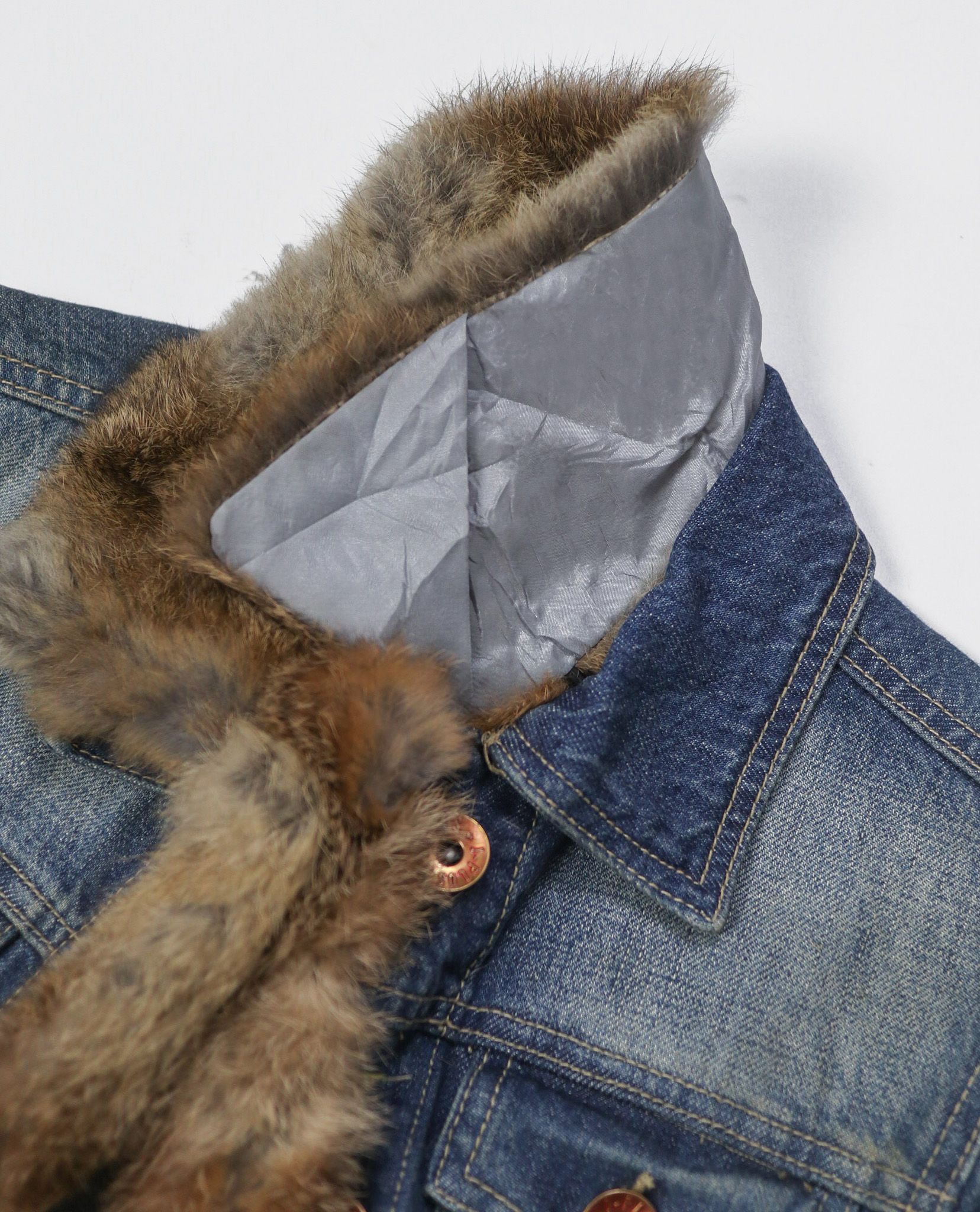 03.02.23 - VTG FUR LINED CROPPED DENIM JACKET - BOM ANLIOU